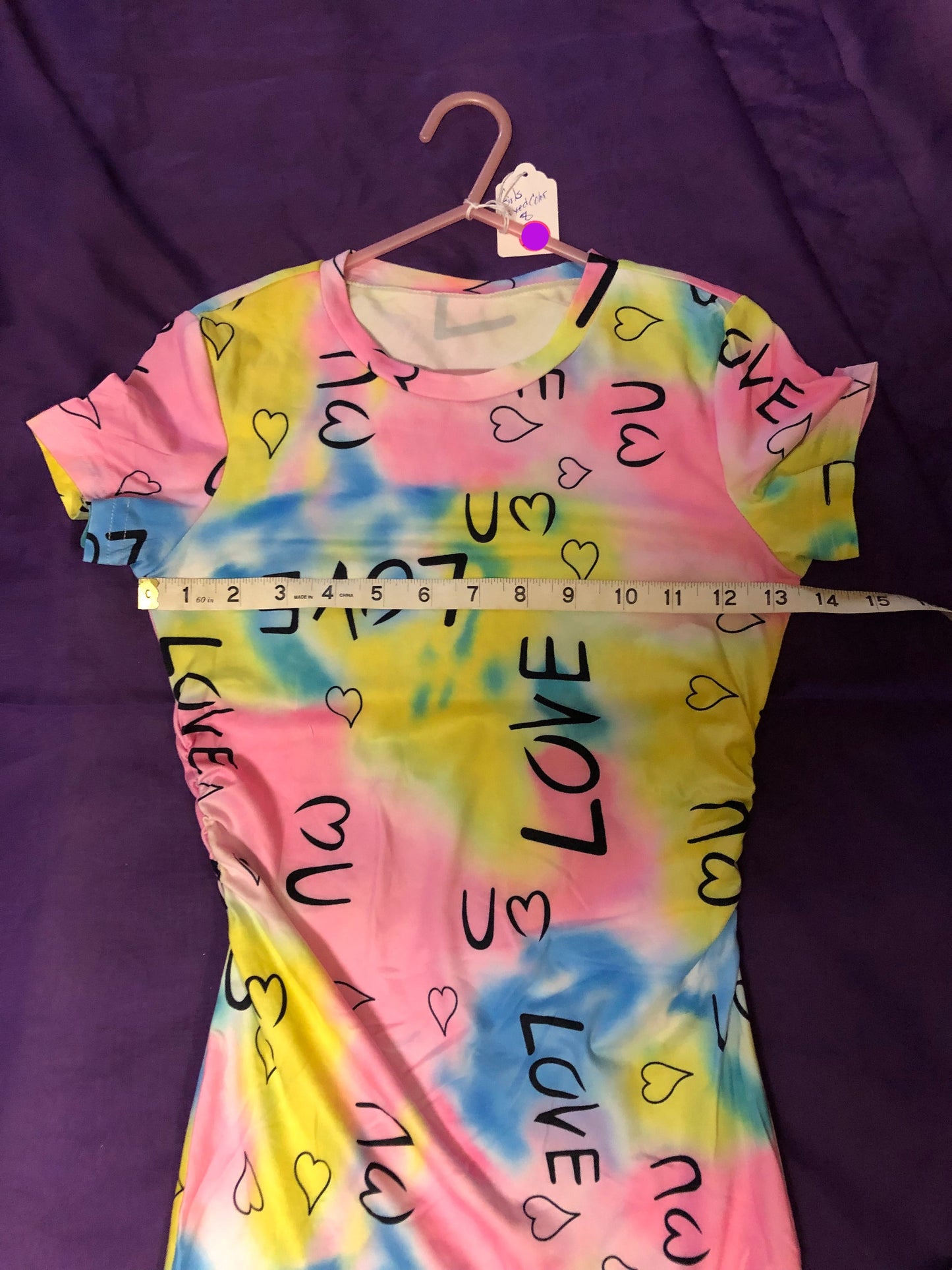 Girls Colorful Rainbow Tie-Dye And Letter Graphic Dress. Size 8 "New Arrival"