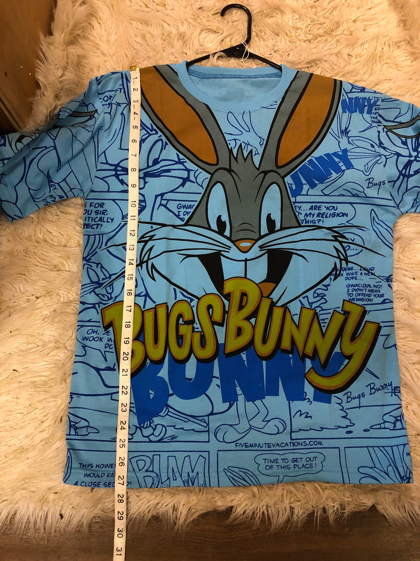 Unisex Tee-Shirt Bugs Bunny Size XL Light Blue Multicolor "New Arrival"