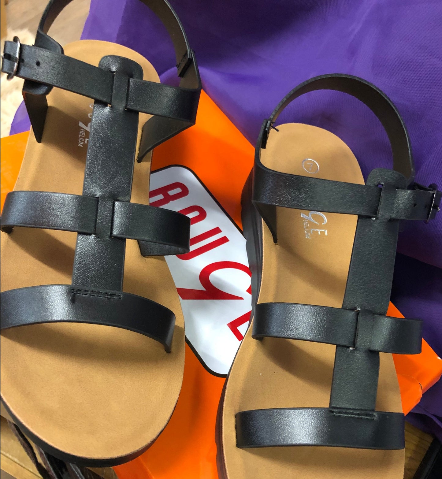 Woman T-Strap Sandal Size 7 Color Black New Arrival With Box