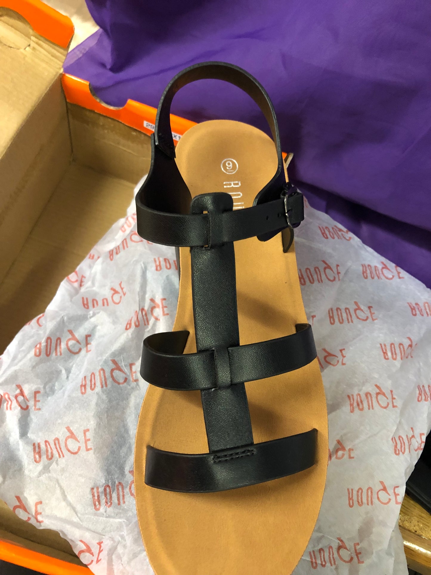 Woman T-Strap Black Sandal Size 9 Wedge Hill New Arrival With Box "SOLD OUT"