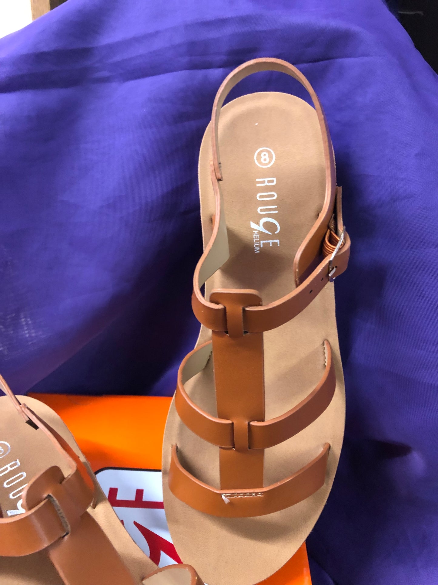 Woman T-Strap Sandal Color Tan Size 8 New Arrival With Box Wedge Hill