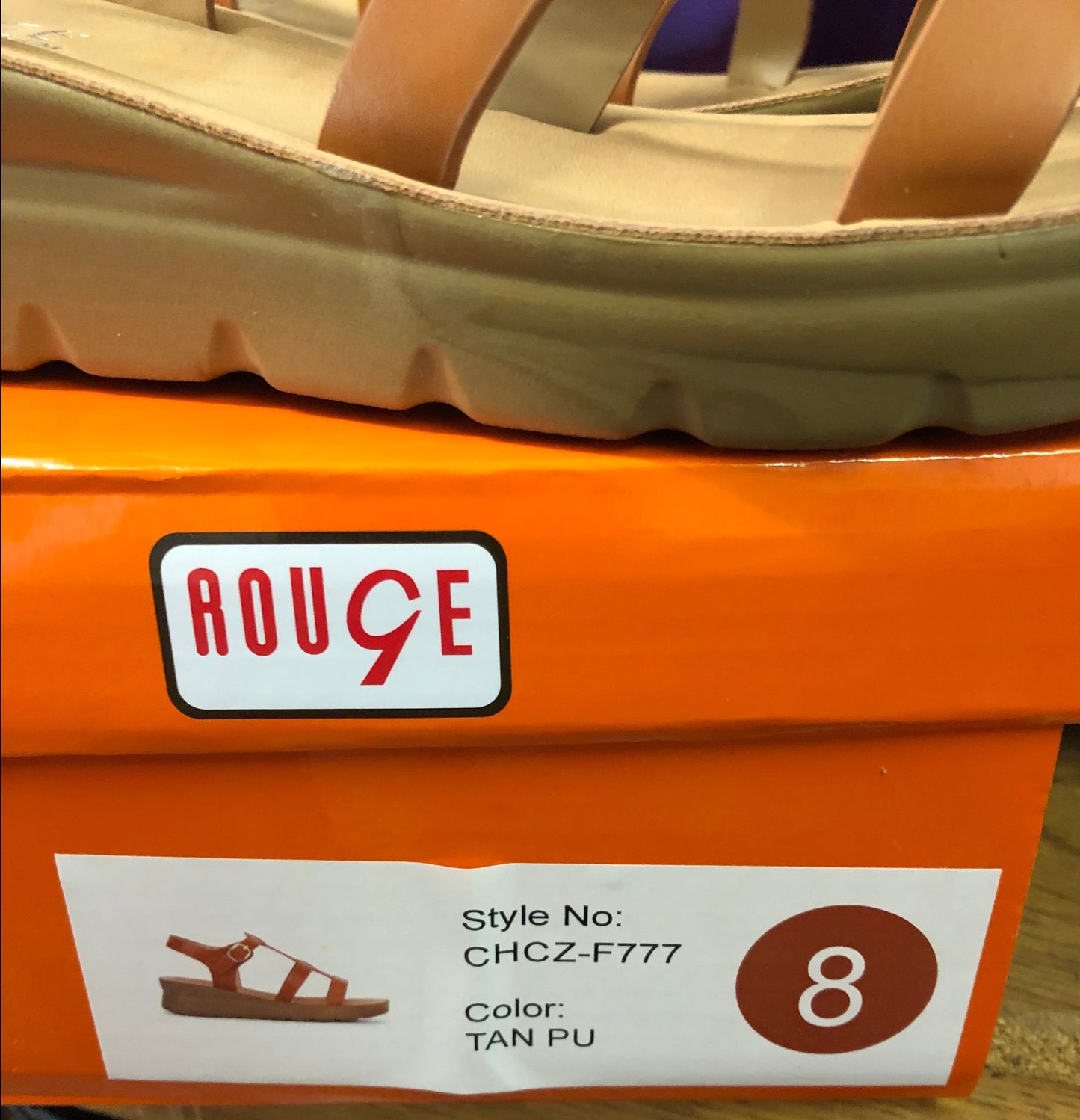 Woman T-Strap Sandal Color Tan Size 8 New Arrival With Box Wedge Hill