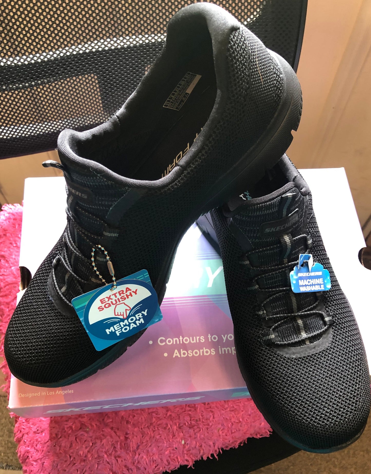 Woman Slip on Skechers With Memory Foam Size 11 Color Black "New Arrival"