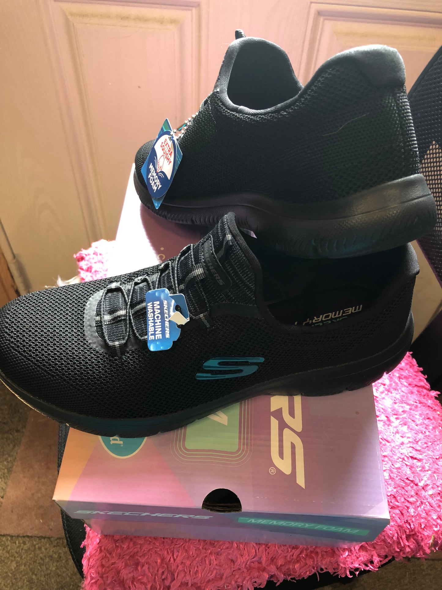 Woman Slip on Skechers With Memory Foam Size 11 Color Black "New Arrival"
