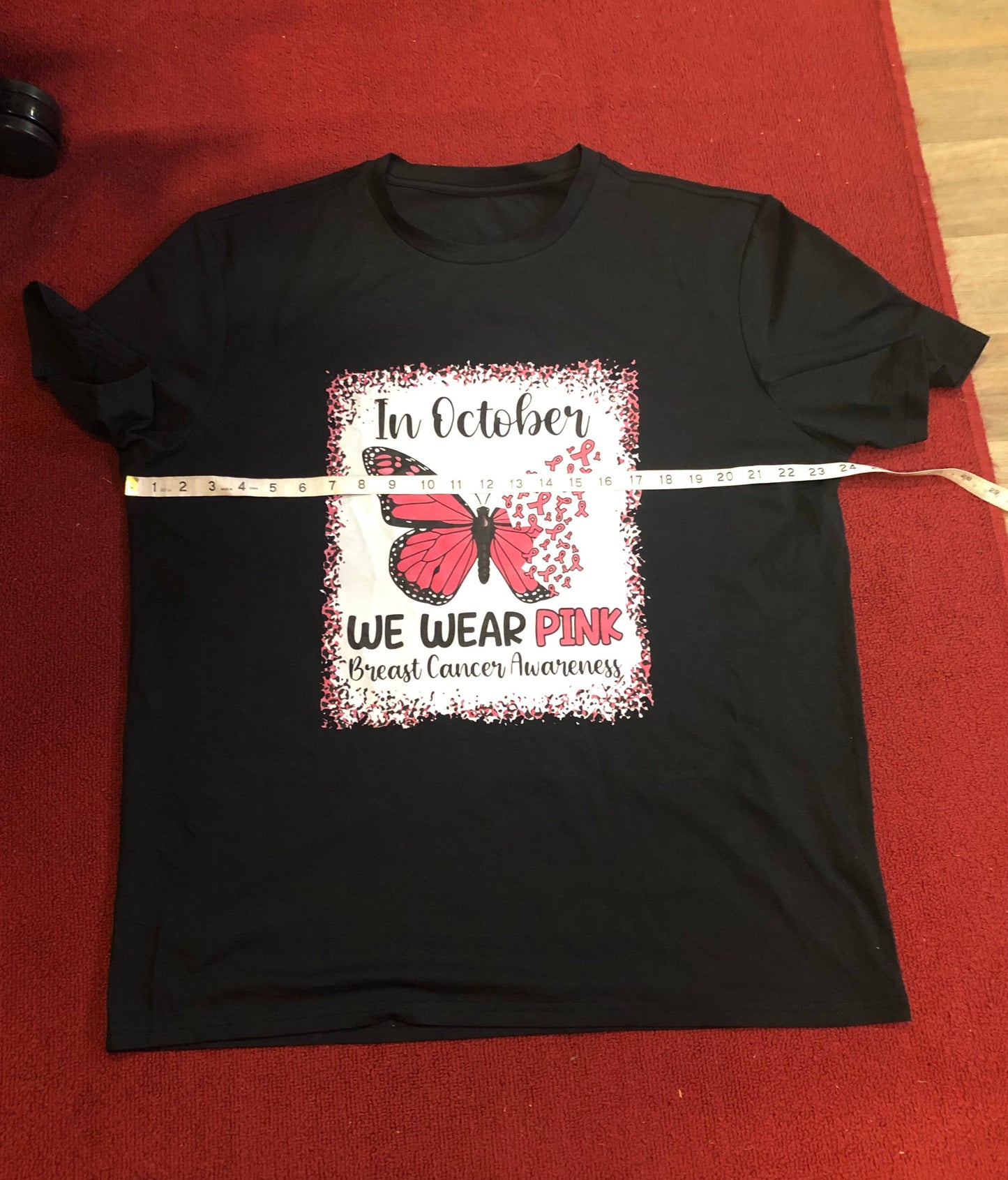 Plus Size 1XL "Wear Pink Butterfly" Men's Casual T Shirt "New Arrival" Just In Time For BCA Month