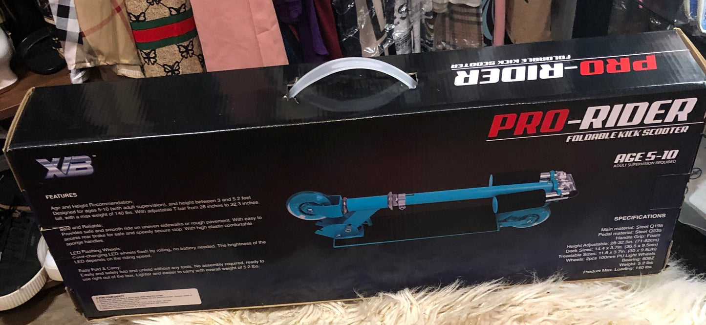 Pro-Rider Foldable Scooter "New Arrival"Color Changing LED Wheels Ages 5-10