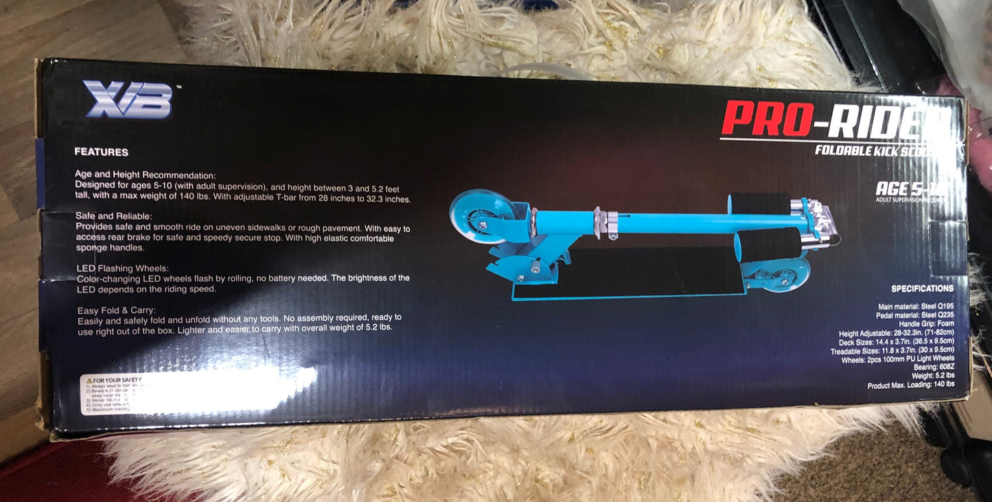 Pro-Rider Foldable Scooter "New Arrival"Color Changing LED Wheels Ages 5-10