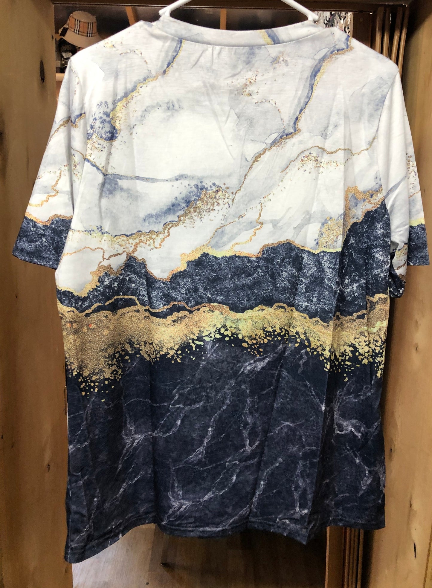 Woman Marble Cat Print T-shirt,Casual Crew Neck Short Sleeve Size XL (12) (SOLD OUT) Thank For Your Purchase!