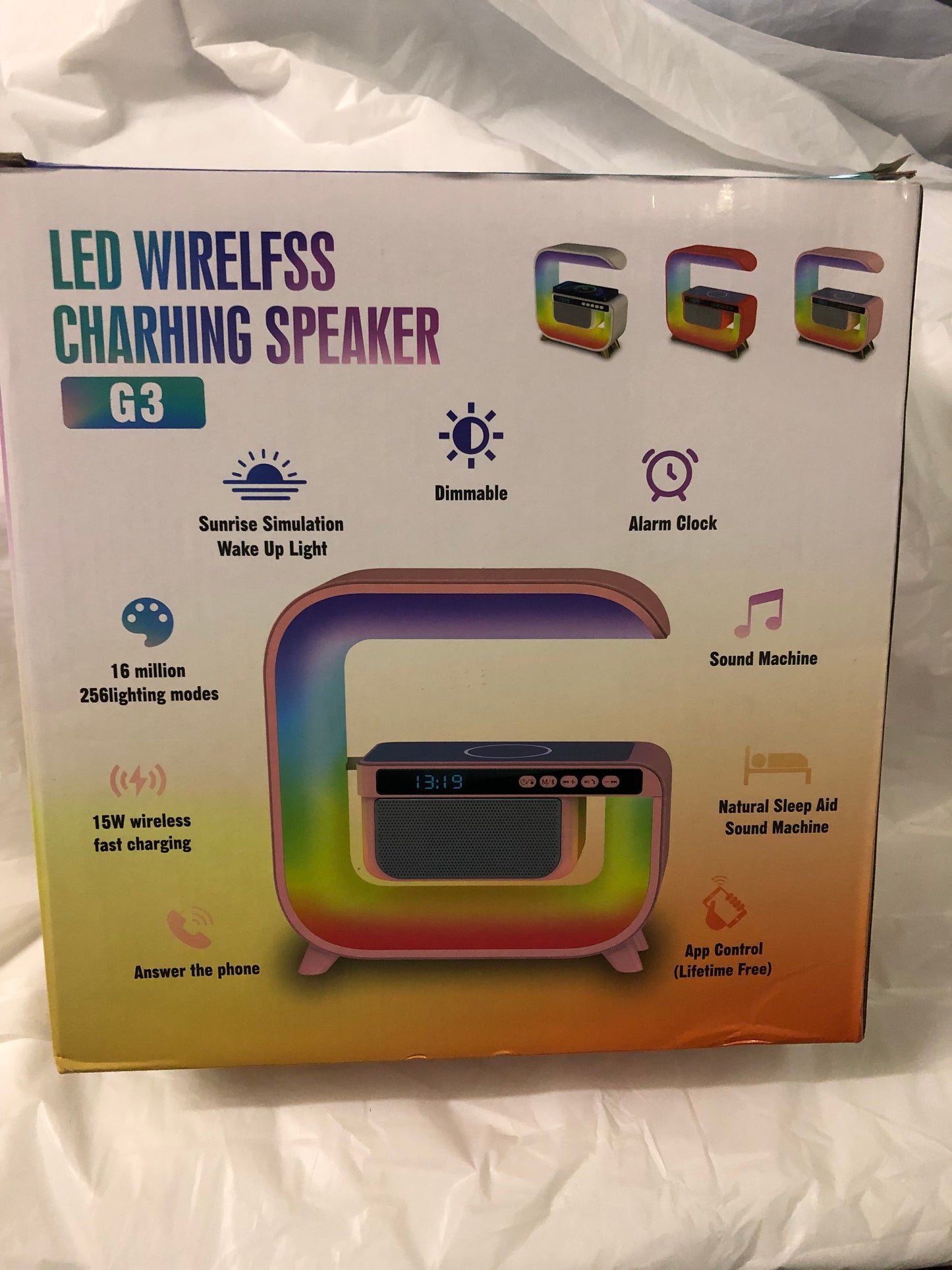 LED Wireless Charhing Speakers G3 Great Christmas Gift Color White "New Arrival"