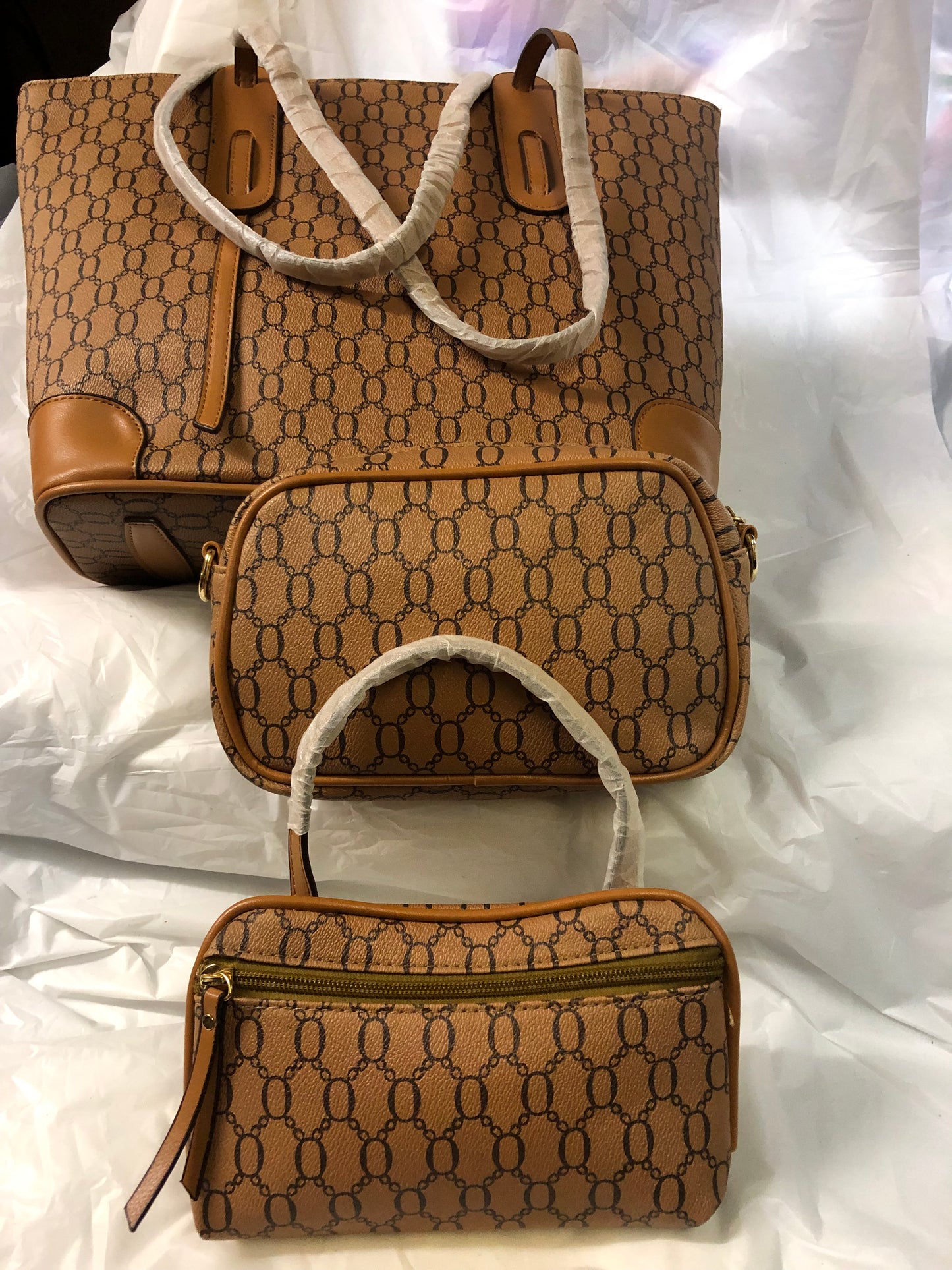 Woman 3 In 1 Big Leather Tote Bag With Crossbody "New Arrival" Color Brown (SOLD 0UT)