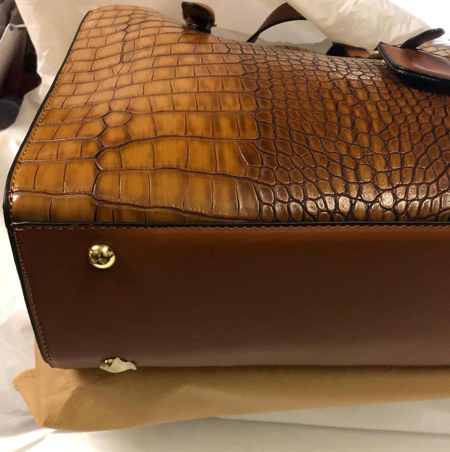 Woman 2 In 1 Snake Skin Leather Bag Color Brown "New Arrival"