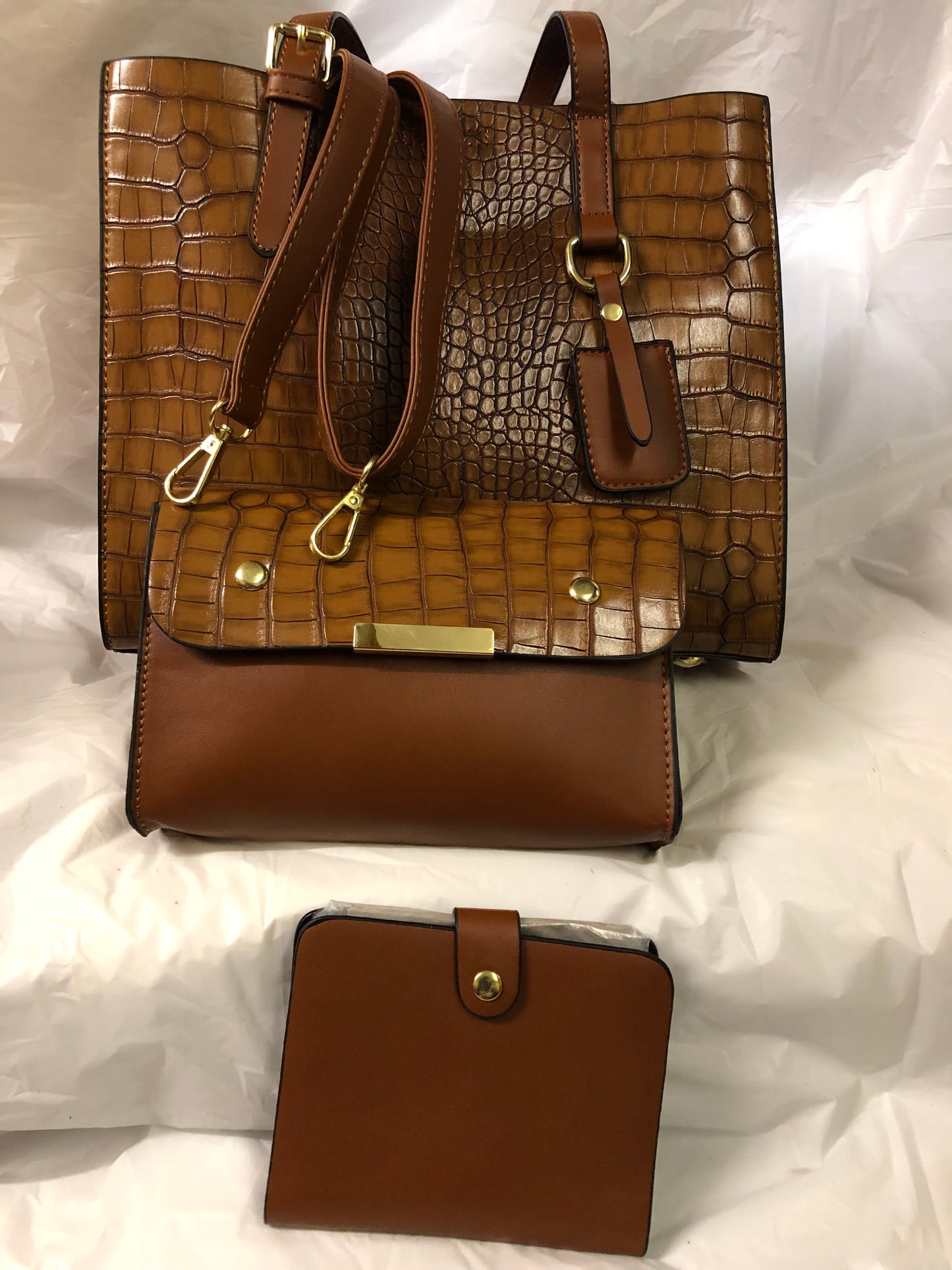 Woman 2 In 1 Snake Skin Leather Bag Color Brown "New Arrival"