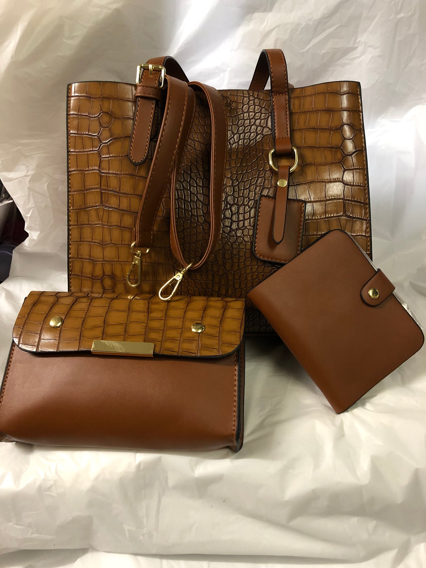 Woman 2 In 1 Snake Skin Leather Bag Color Brown "New Arrival"