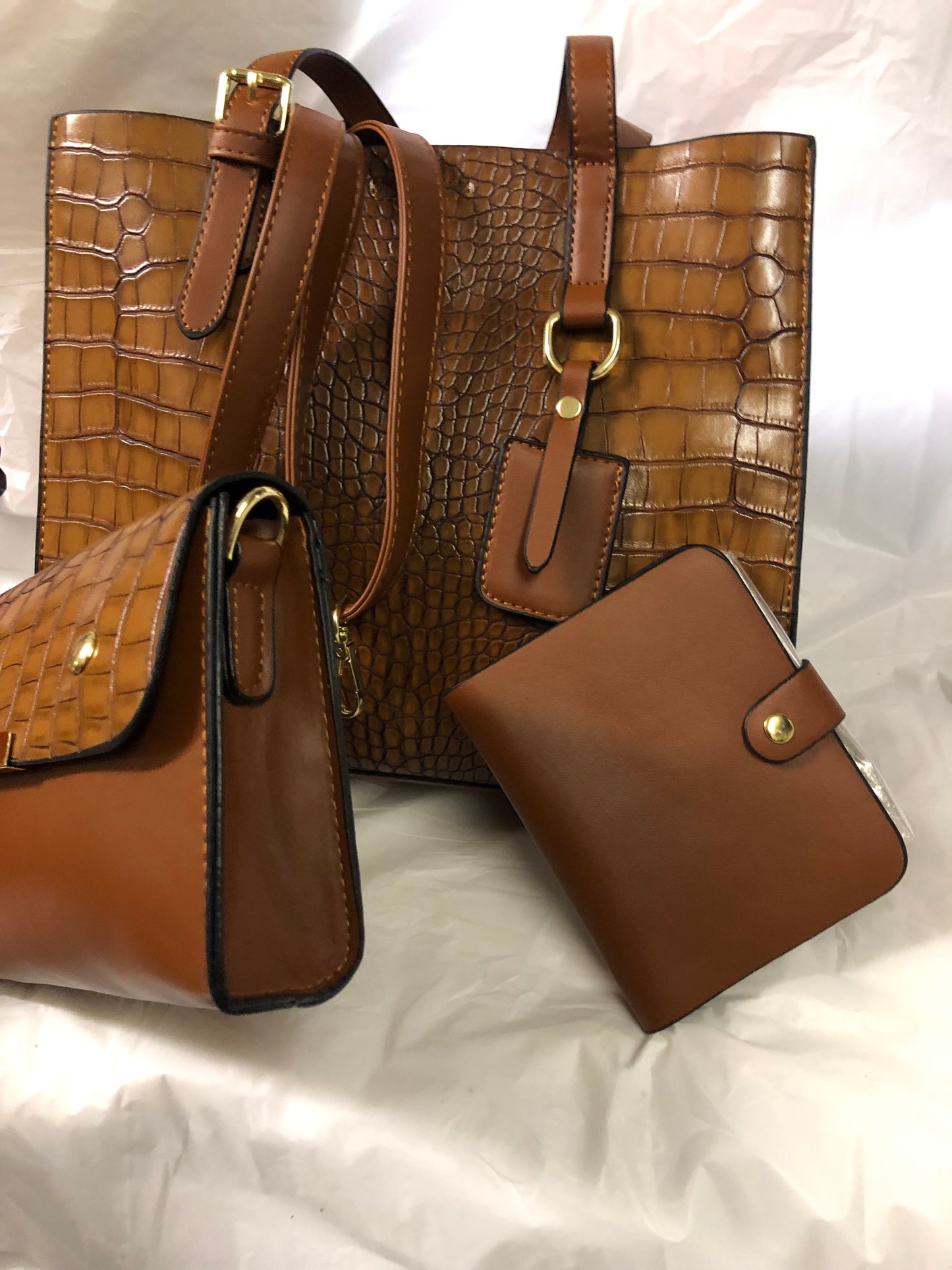 Woman 2 In 1 Snake Skin Leather Bag Color Brown "New Arrival"
