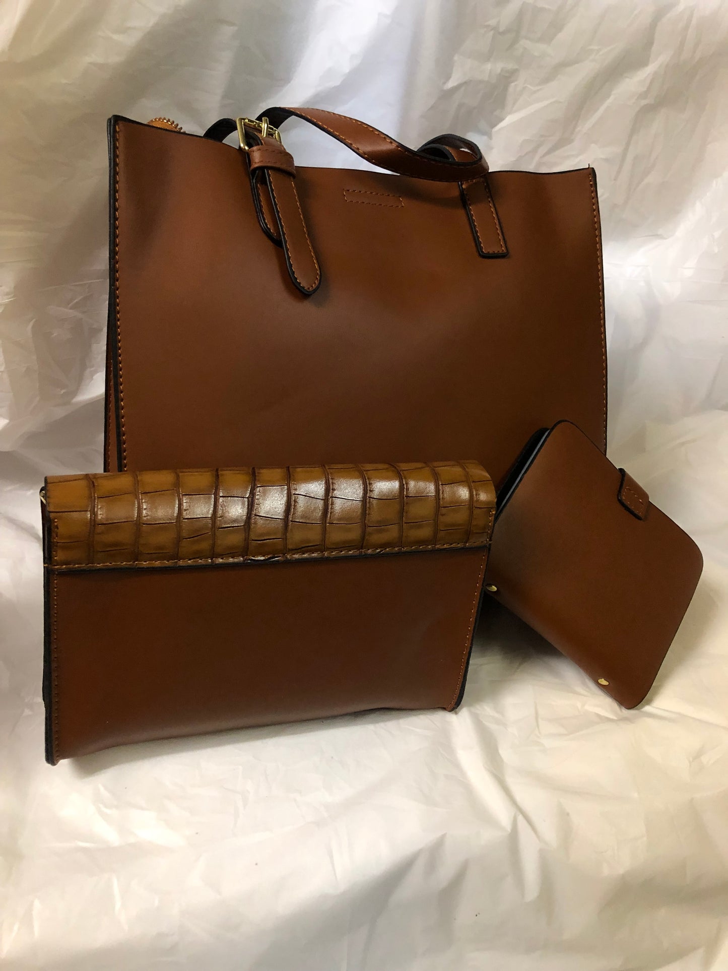 Woman 2 In 1 Snake Skin Leather Bag Color Brown "New Arrival"