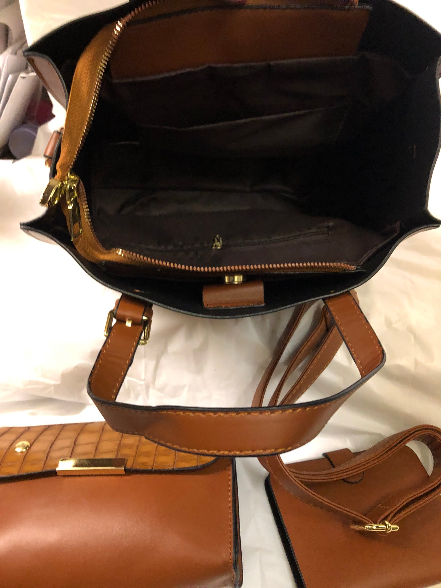 Woman 2 In 1 Snake Skin Leather Bag Color Brown "New Arrival"