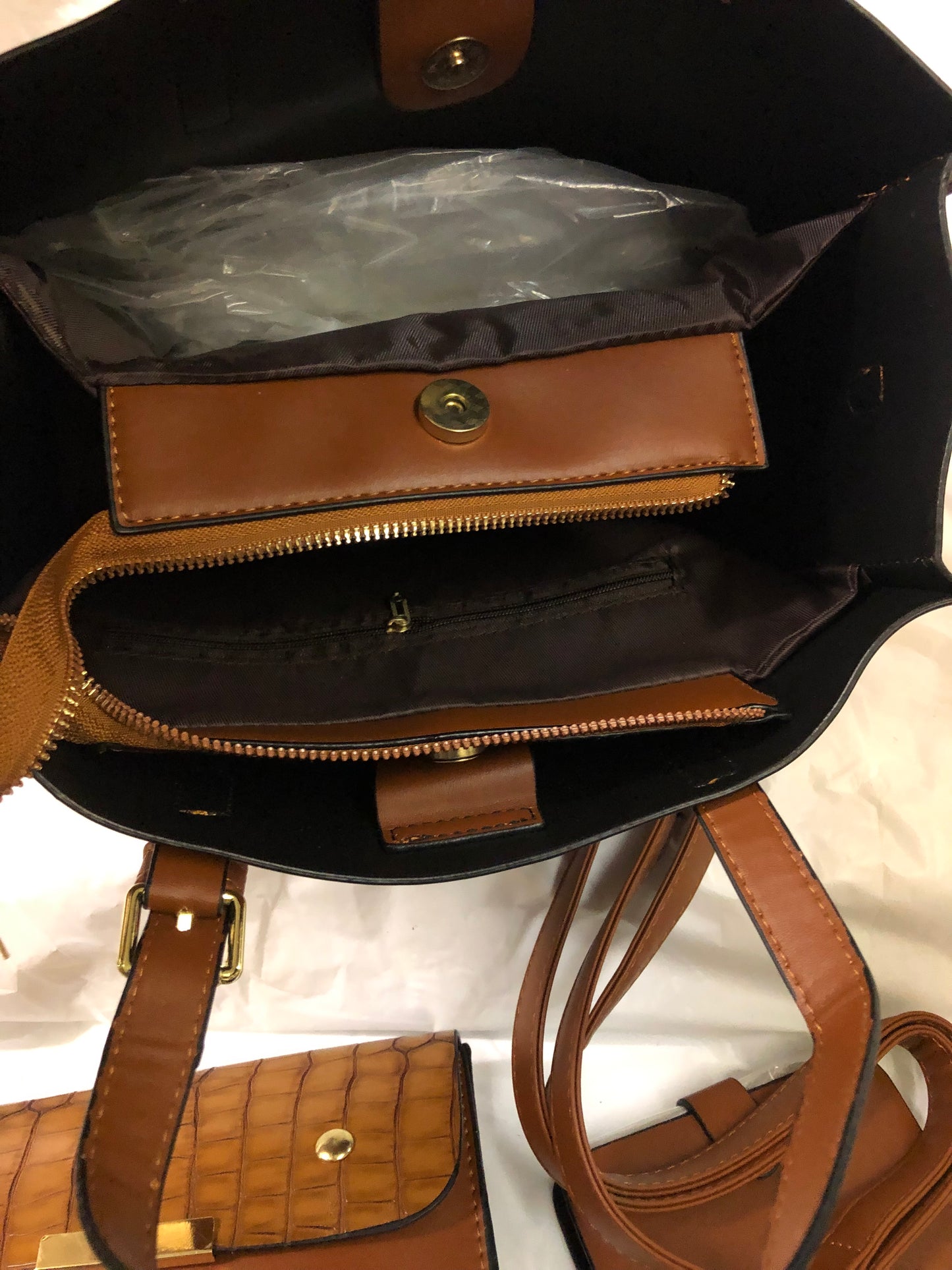 Woman 2 In 1 Snake Skin Leather Bag Color Brown "New Arrival"