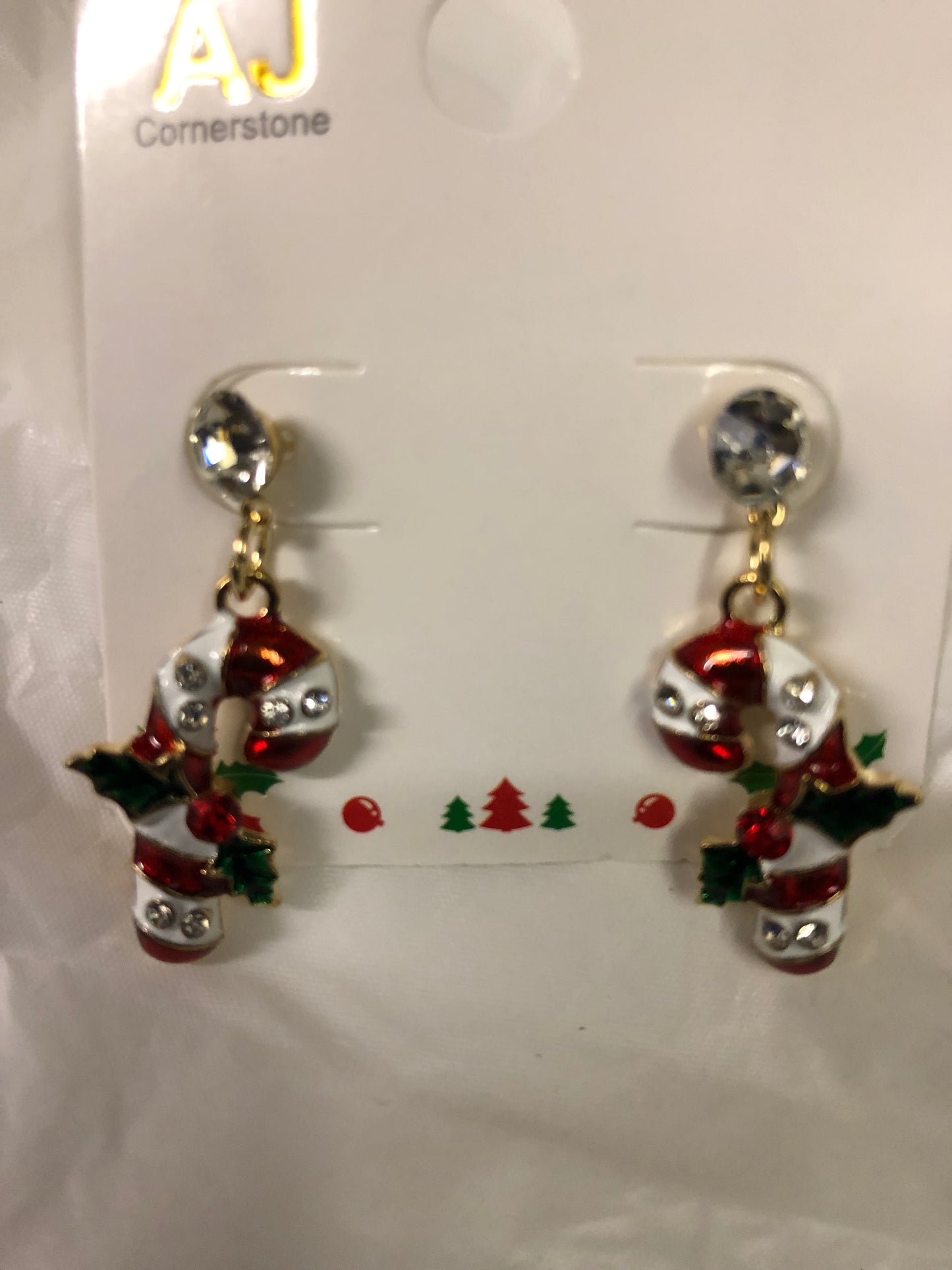Woman Small Fashion Christmas Candy Cane Earrings"New Arrival"