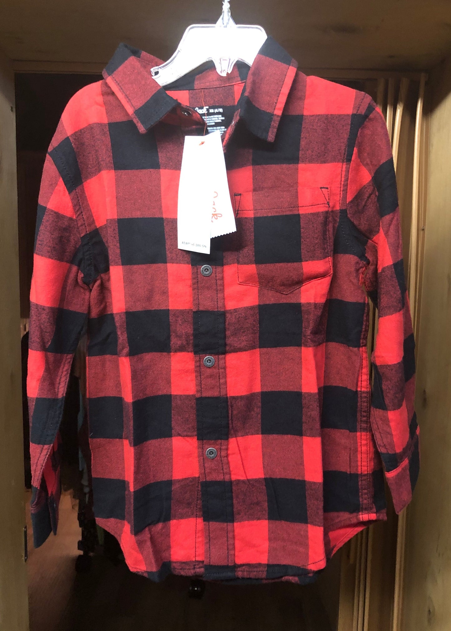 Boys Hidden Snap Front Shirt Size XS (4/5 )"Just In Time For Christmas "New Arrival"