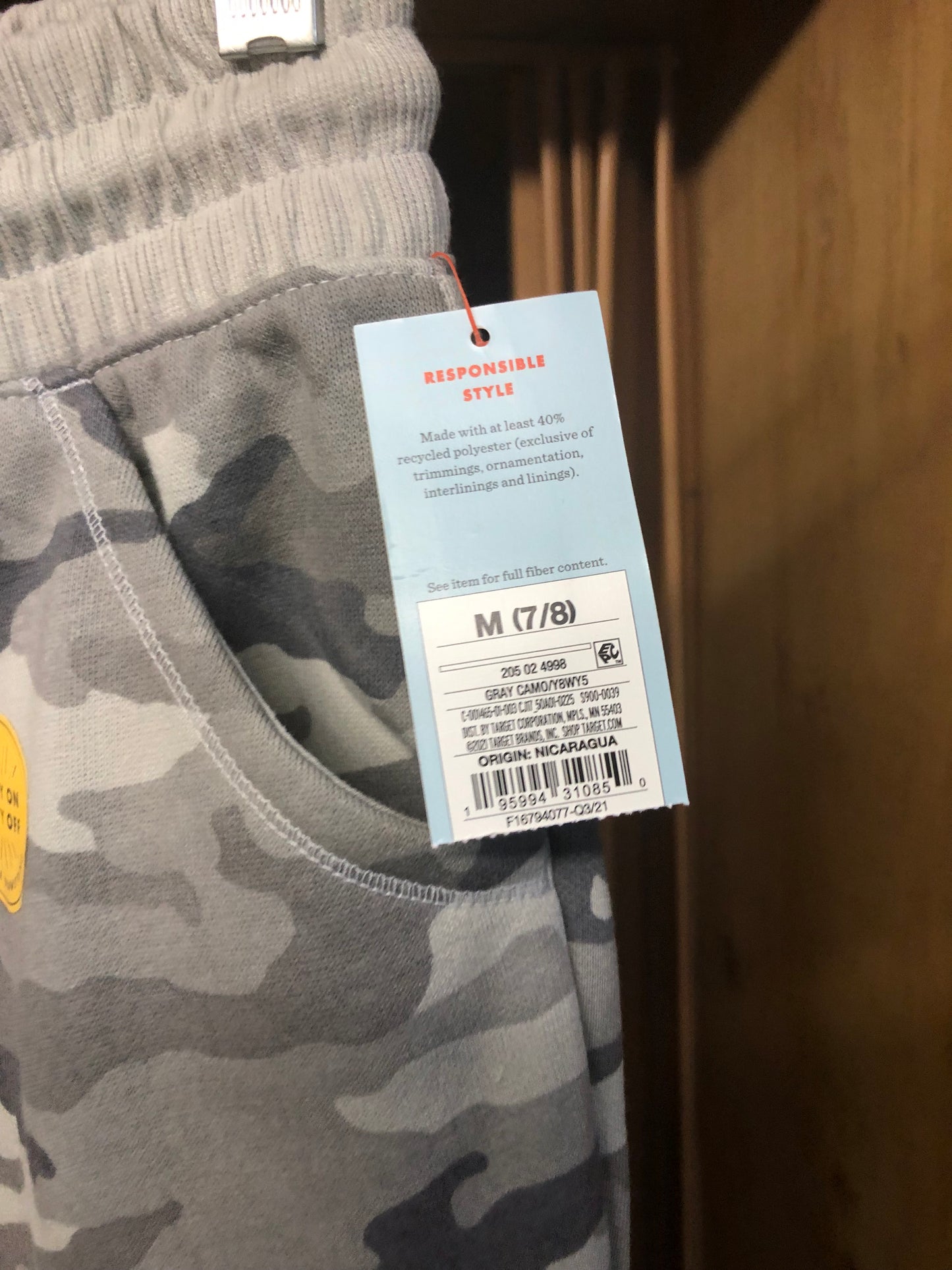 Boys/Girls Unisex Camo Pants Size M (7/8) "New Arrival" Elastic Wastband