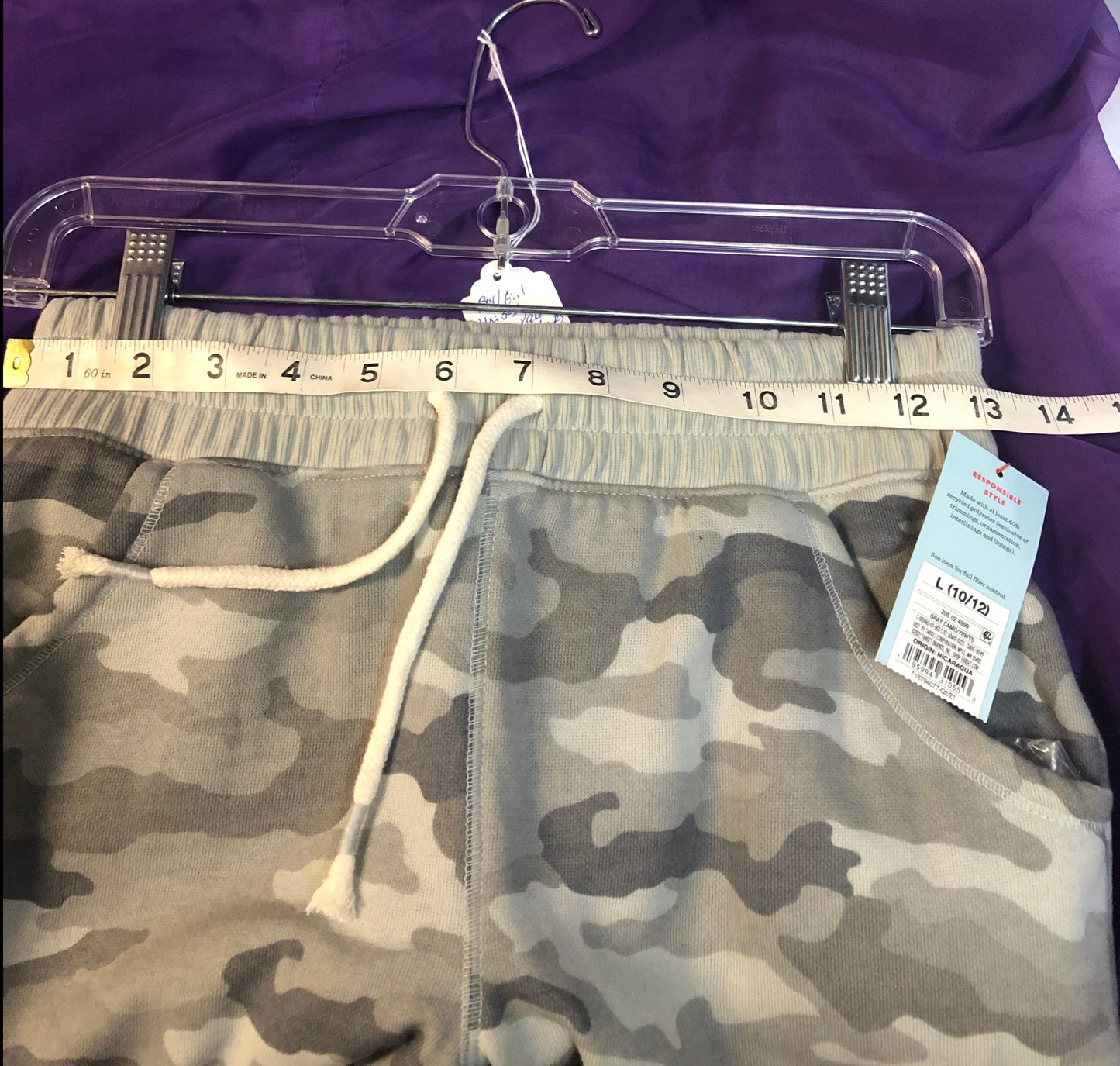 Boys/Girls Unisex Camo Pants Size L (10/12) "New Arrival" Elastic Wastband