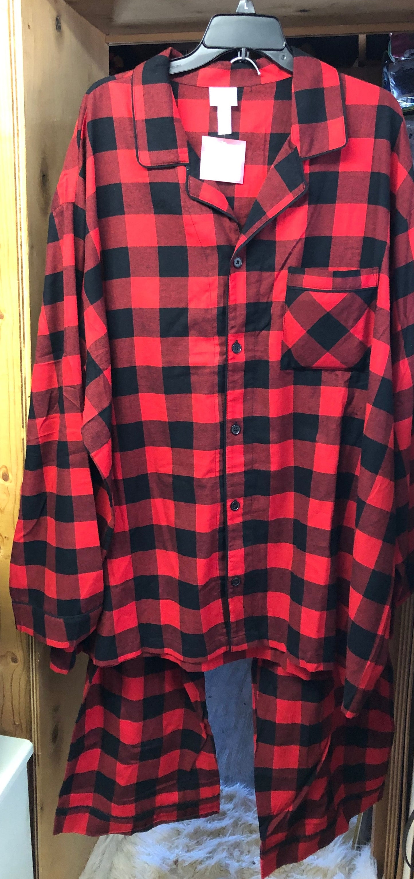 Men Pajama Set Color Red/Blk. Color Block Plaid Size 4XL Big Men "New Arrival"
