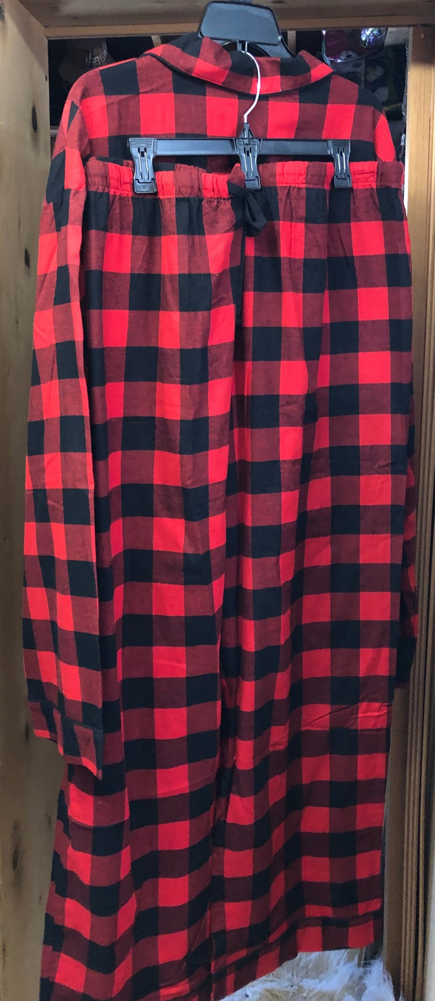 Men Pajama Set Color Red/Blk. Color Block Plaid Size 4XL Big Men "New Arrival"