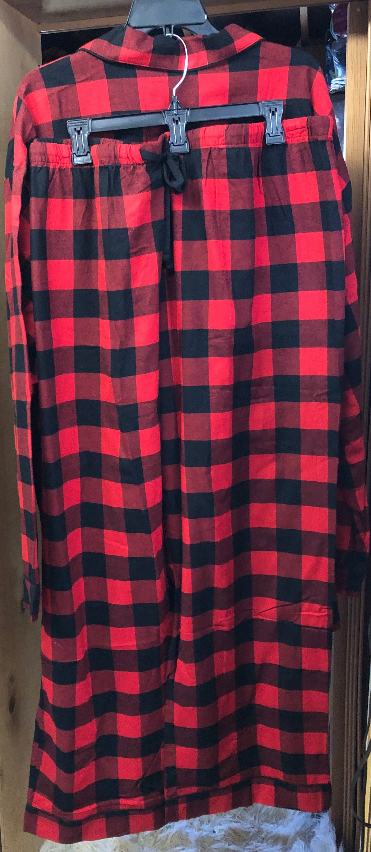 Men Pajama Set Color Red/Blk. Color Block Plaid Size 4XL Big Men "New Arrival"