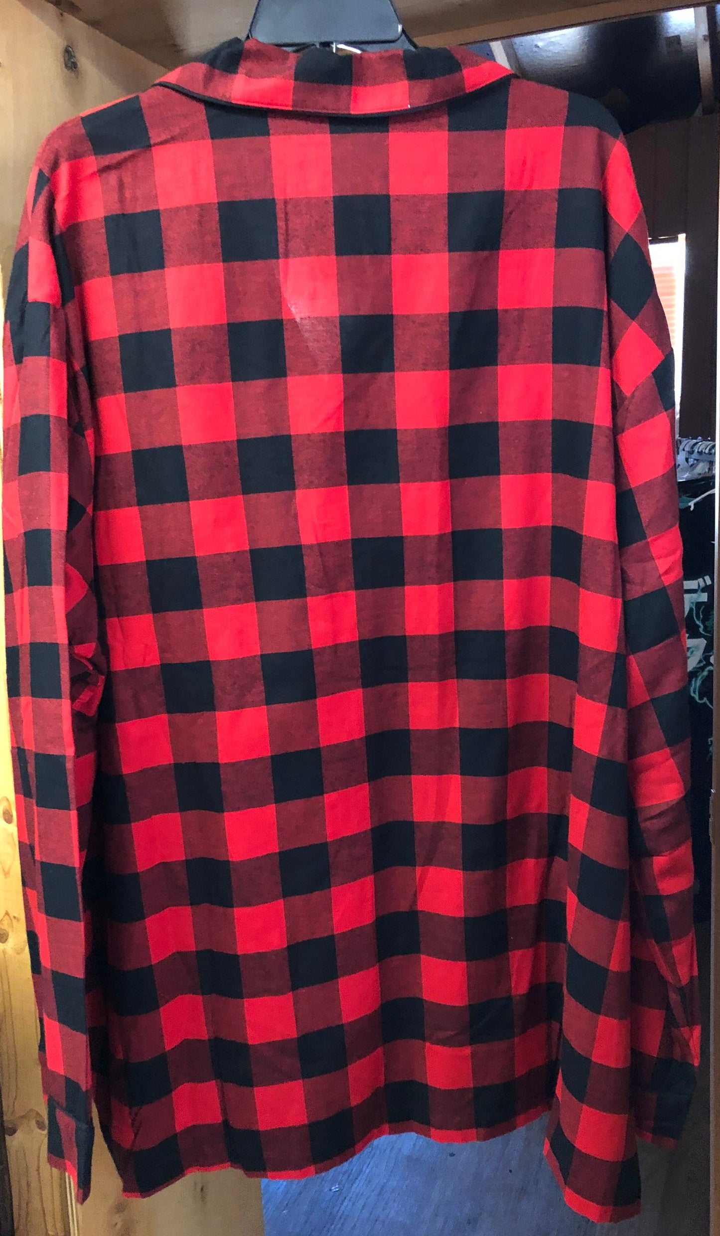 Men Pajama Set Color Red/Blk. Color Block Plaid Size 4XL Big Men "New Arrival"