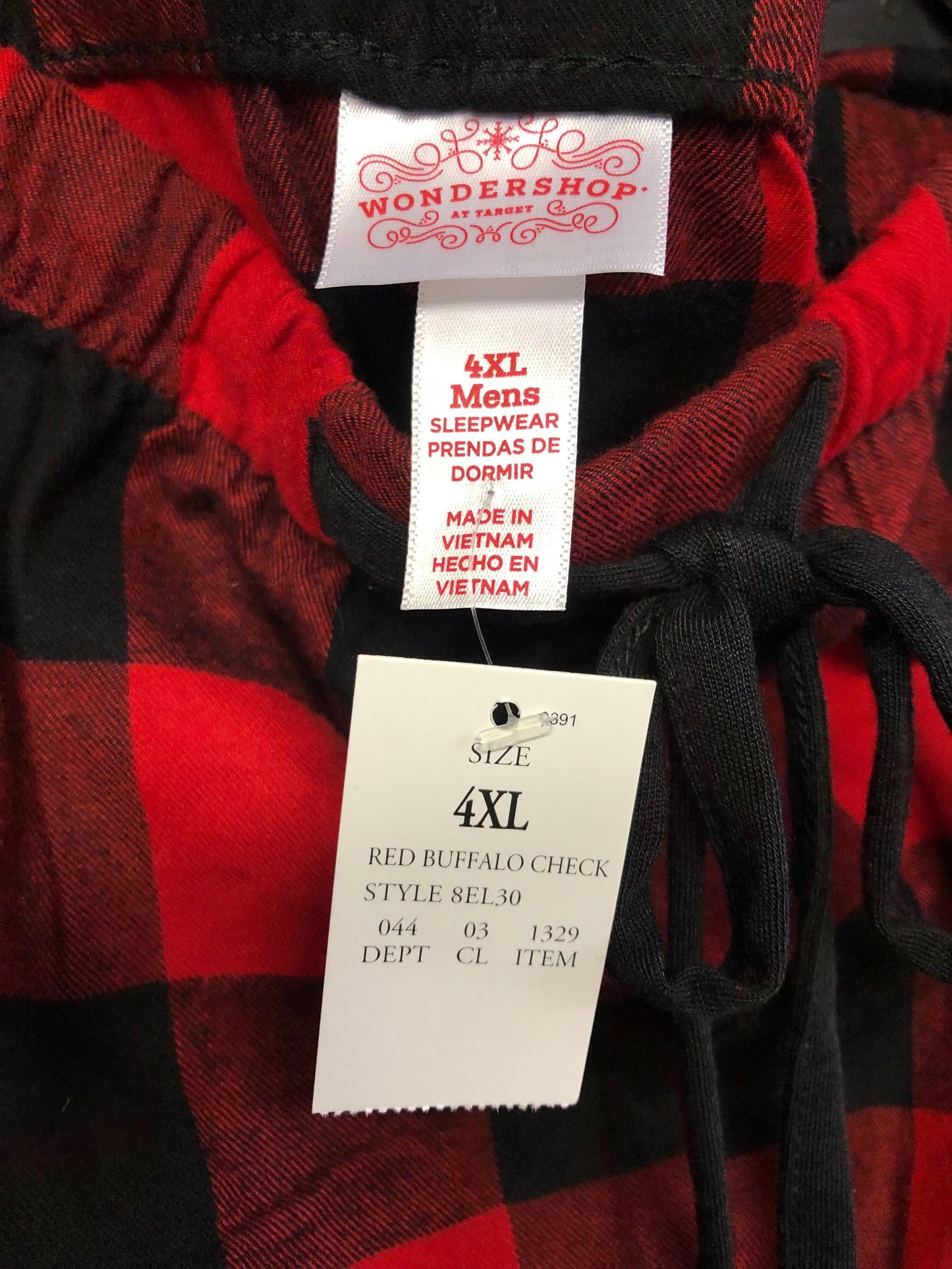 Men Pajama Set Color Red/Blk. Color Block Plaid Size 4XL Big Men "New Arrival"