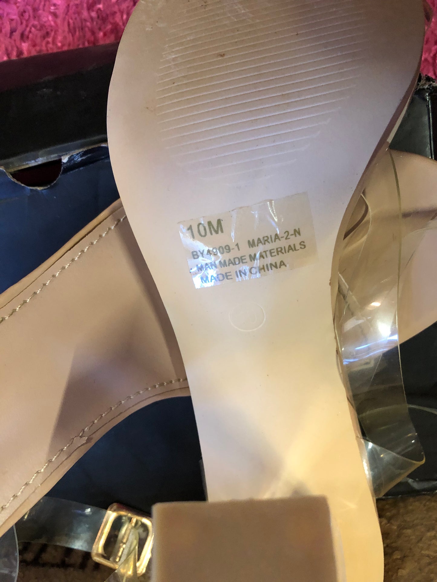 Woman Glass Slipper Transparent Clear Straps Size 10 New With Box