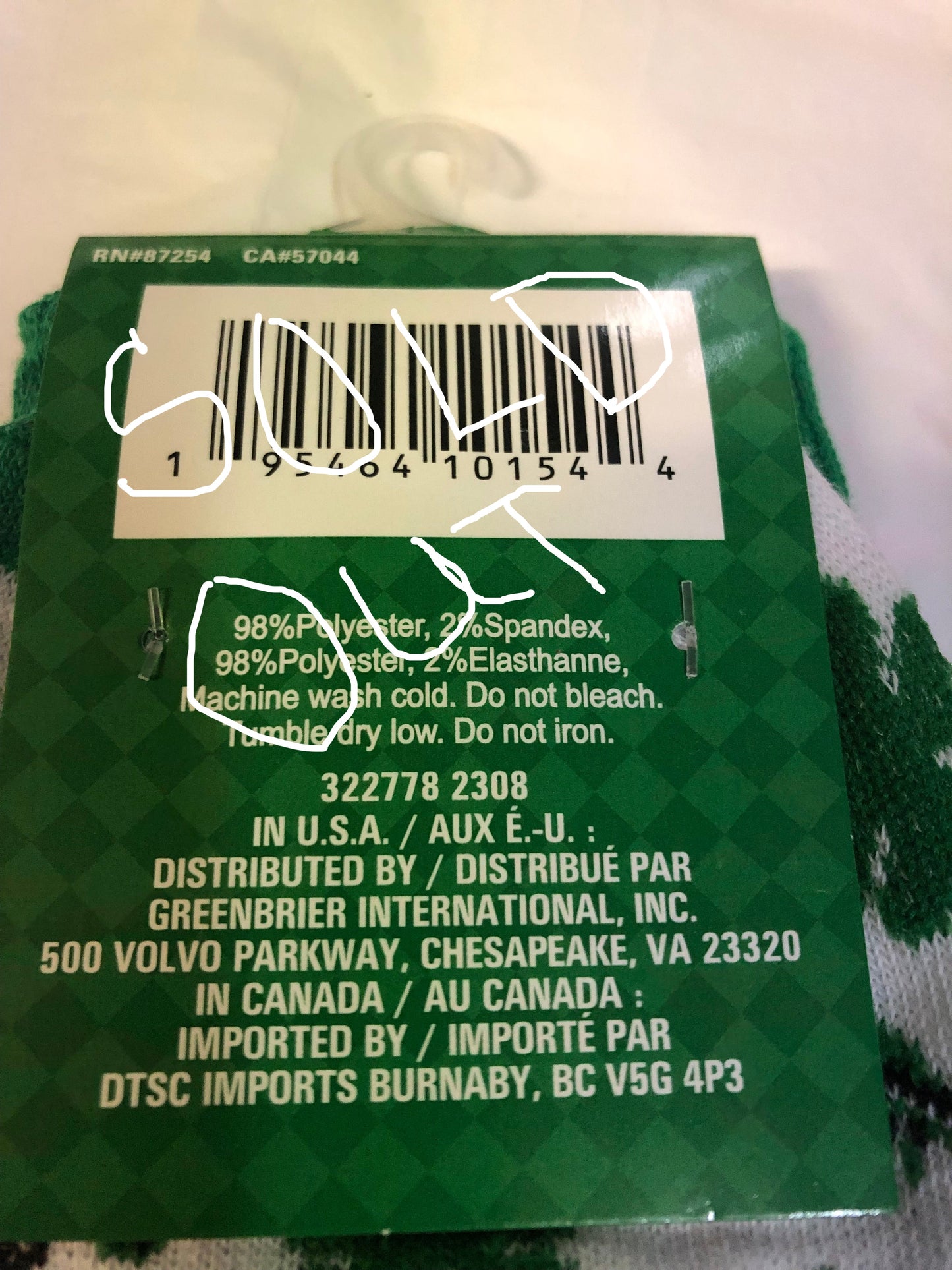 Sant Patrick's Crew Socks Fits Size 6-12 Only 1 Left In Stock @ 10.00 Each. "New Arrival"