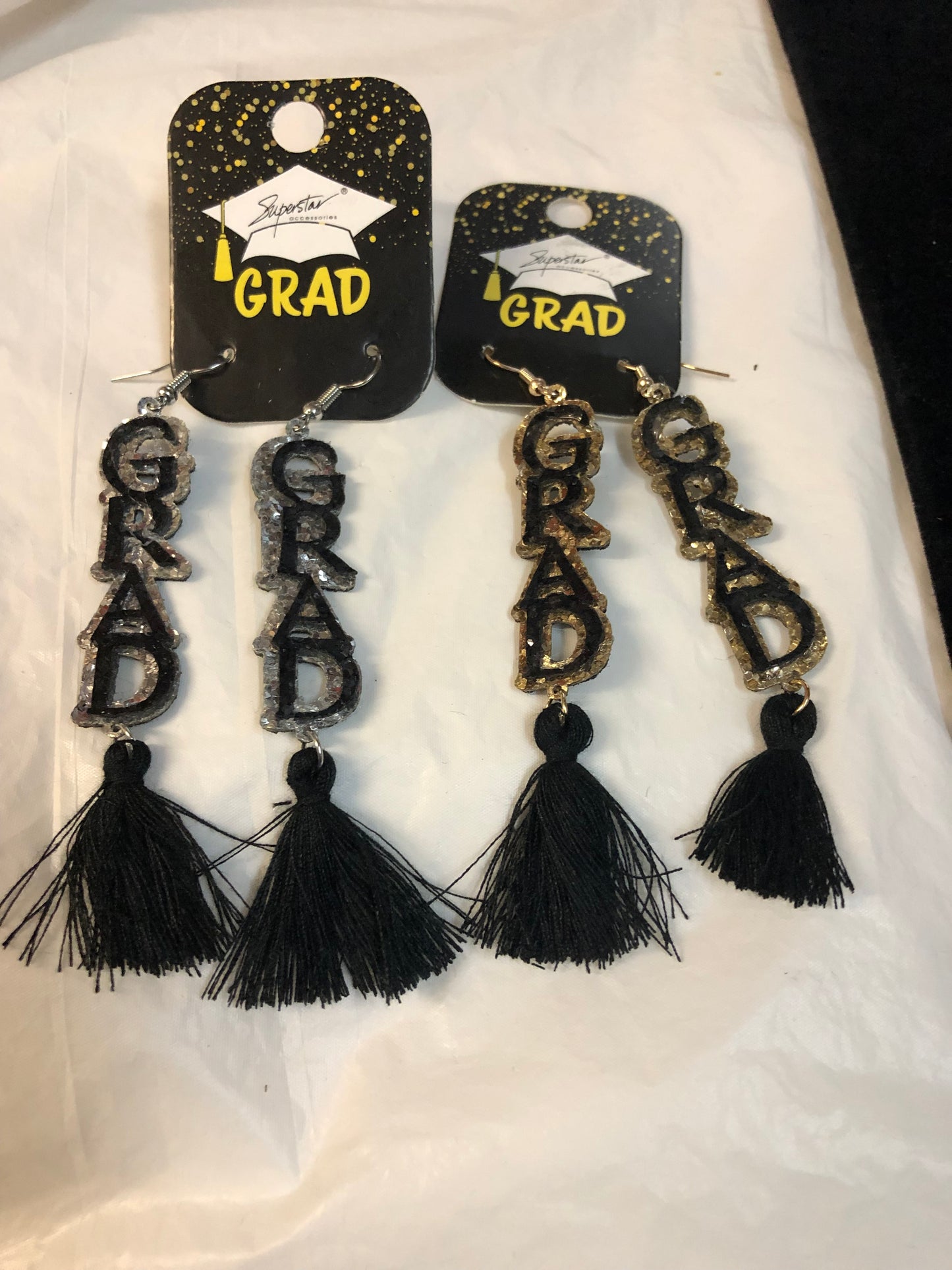 Graduation Earring On Fish Hook With Blk Fringe Tassel Comes In Gold Or Silver "New Arrival"