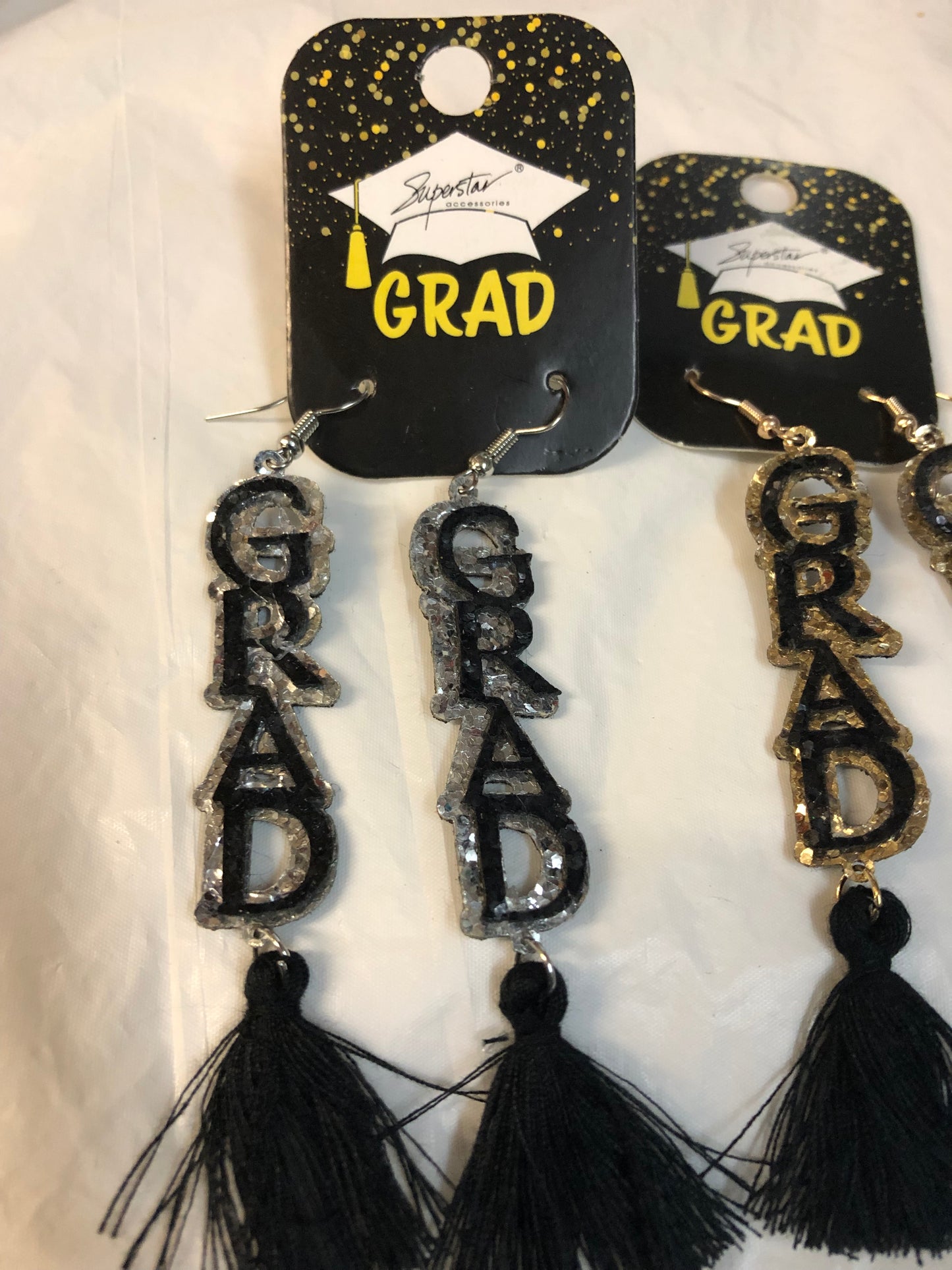 Graduation Earring On Fish Hook With Blk Fringe Tassel Comes In Gold Or Silver "New Arrival"