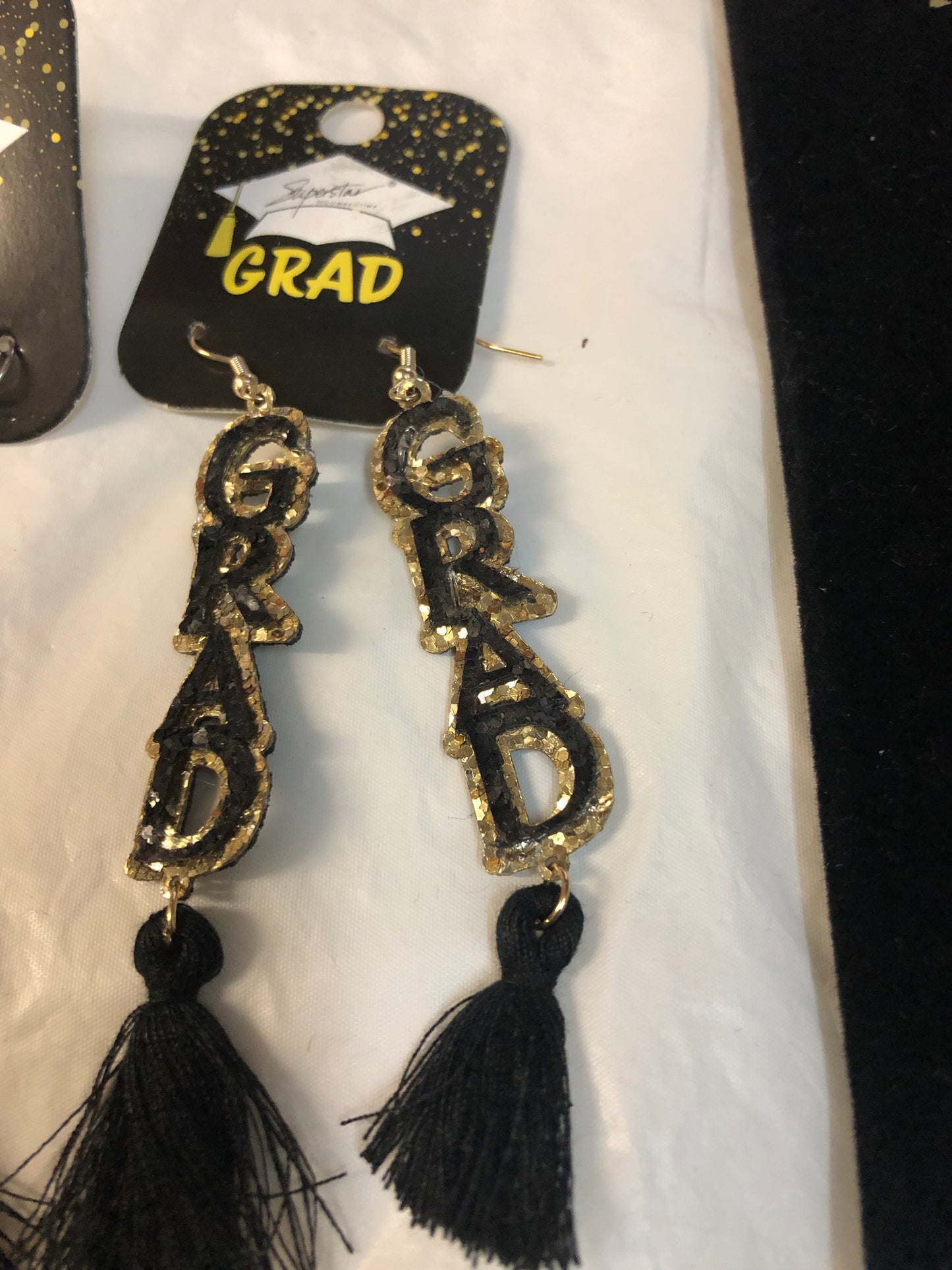 Graduation Earring On Fish Hook With Blk Fringe Tassel Comes In Gold Or Silver "New Arrival"