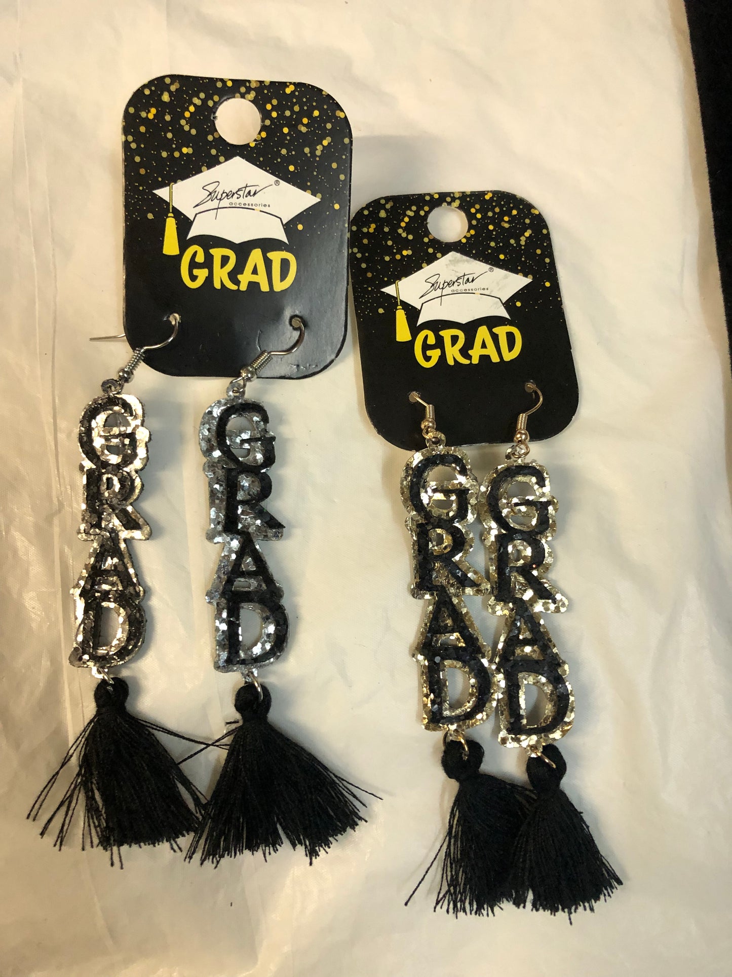 Graduation Earring On Fish Hook With Blk Fringe Tassel Comes In Gold Or Silver "New Arrival"