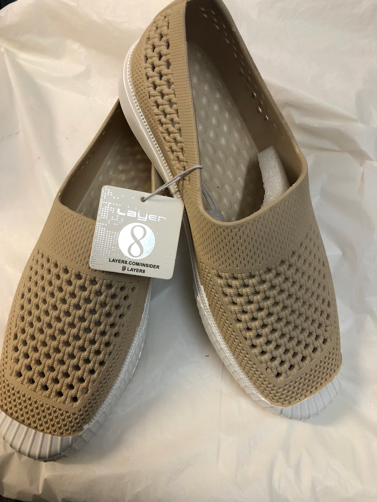 Women Layer 8 Slip on Water Rubber shoe size 10 Color Beige/White "New Arrival"