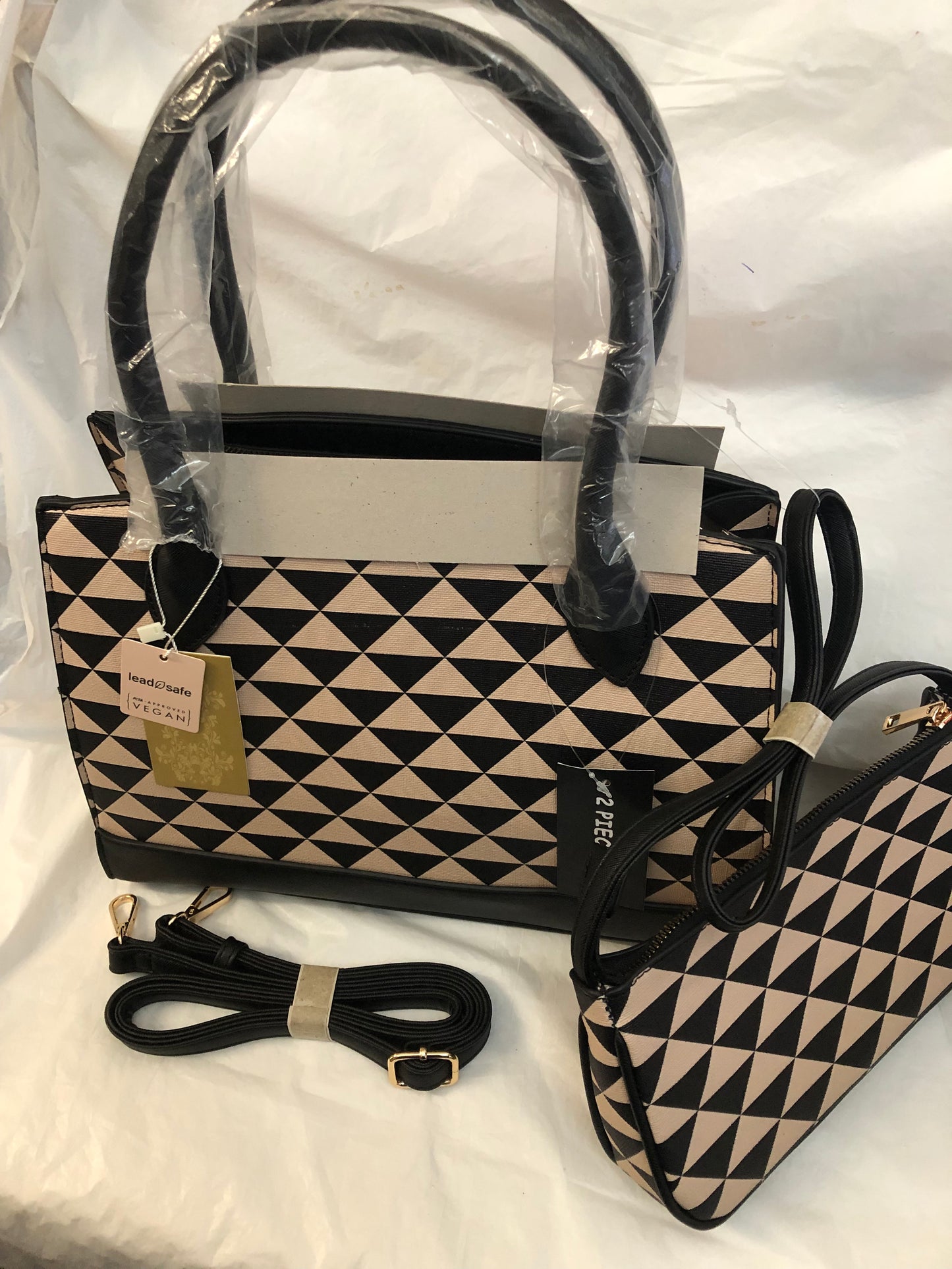 Woman 2Piece Tote/Crossbody Bag ColorMulticolor Brown "New Arrival"Vegan Approved