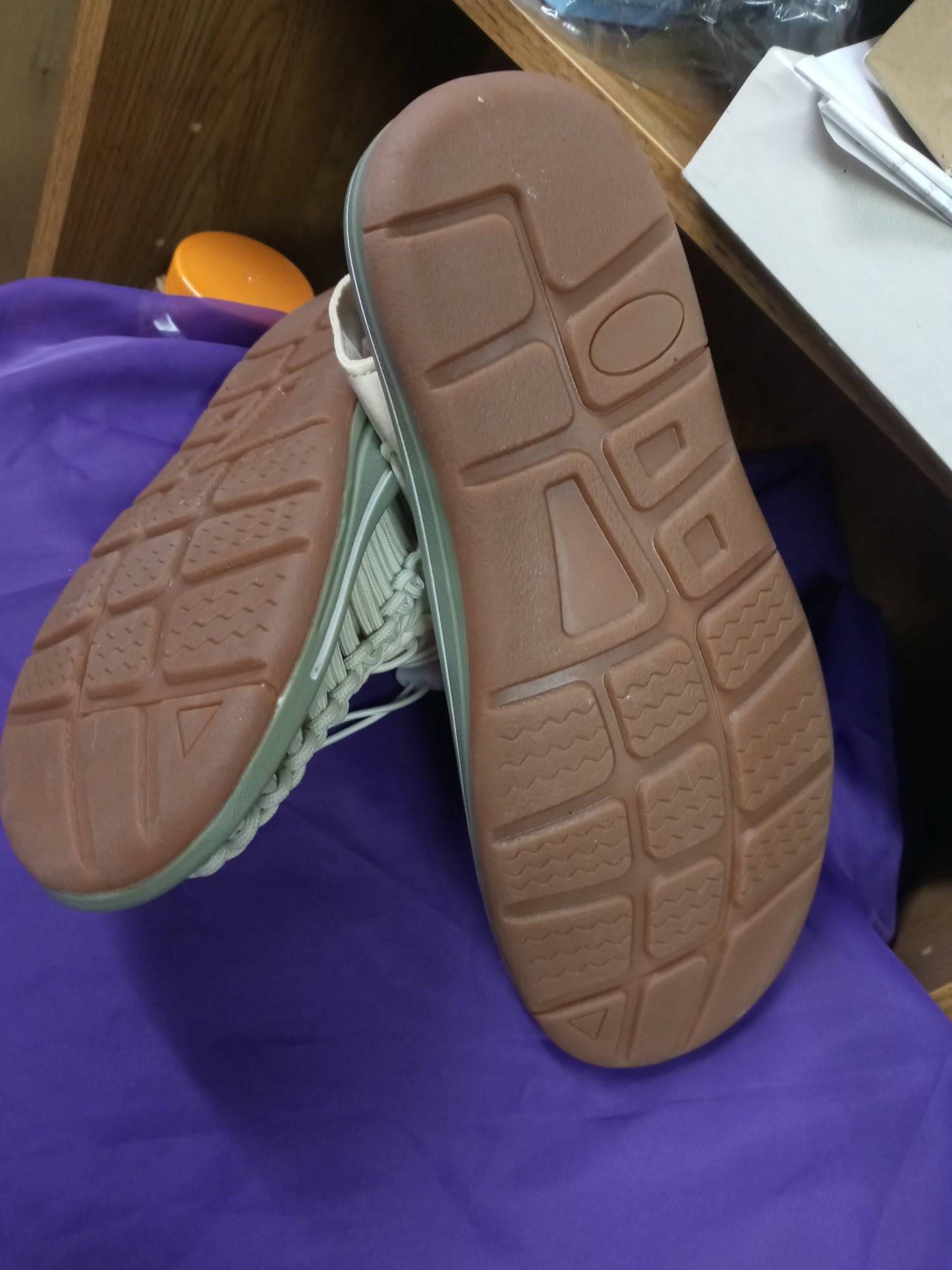 Men Sandal Size 12 Color Blk And Stone/Cream Size 11" Father's Day Sale"