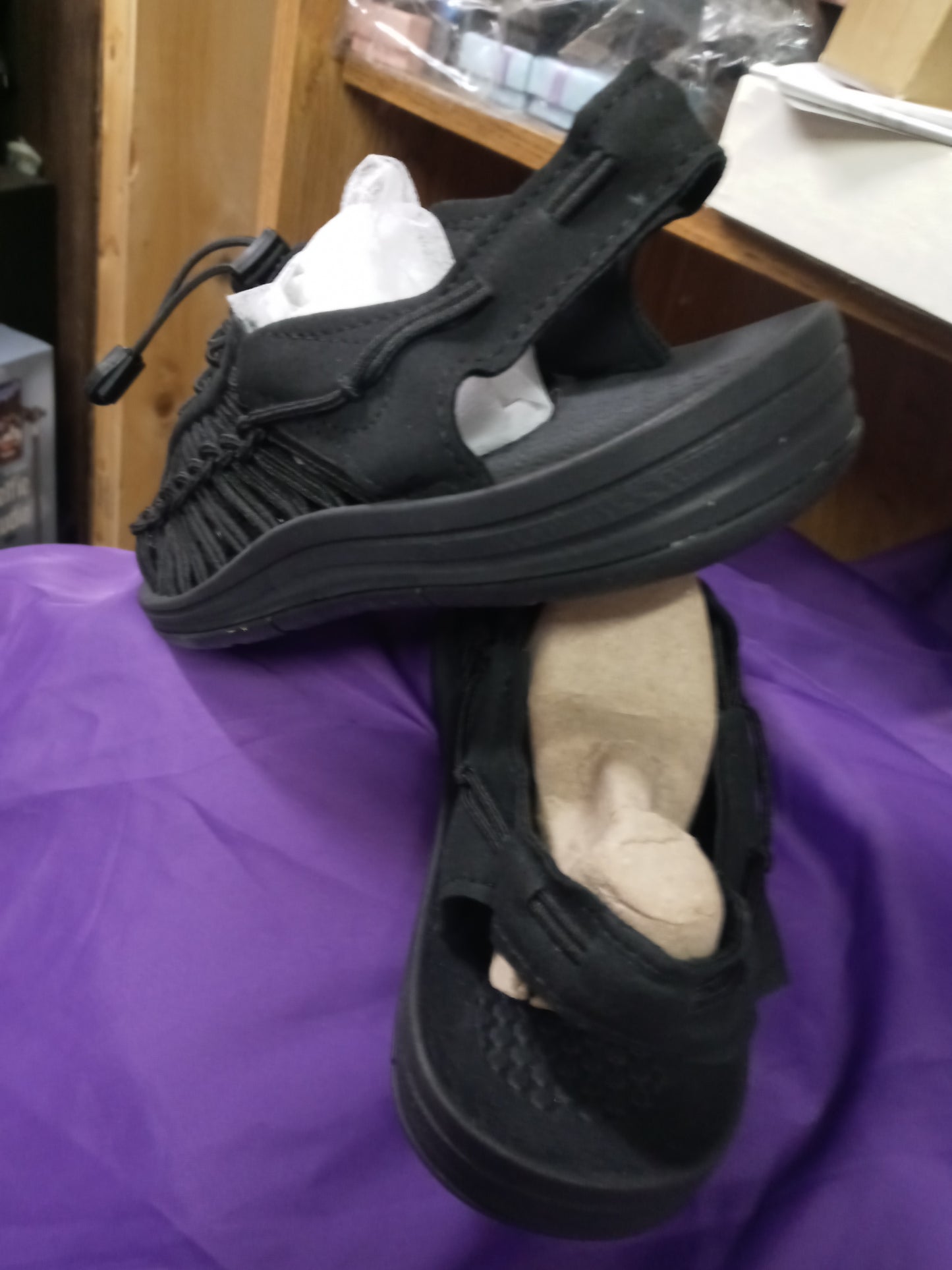 Men Sandal Size 12 Color Blk And Stone/Cream Size 11" Father's Day Sale"