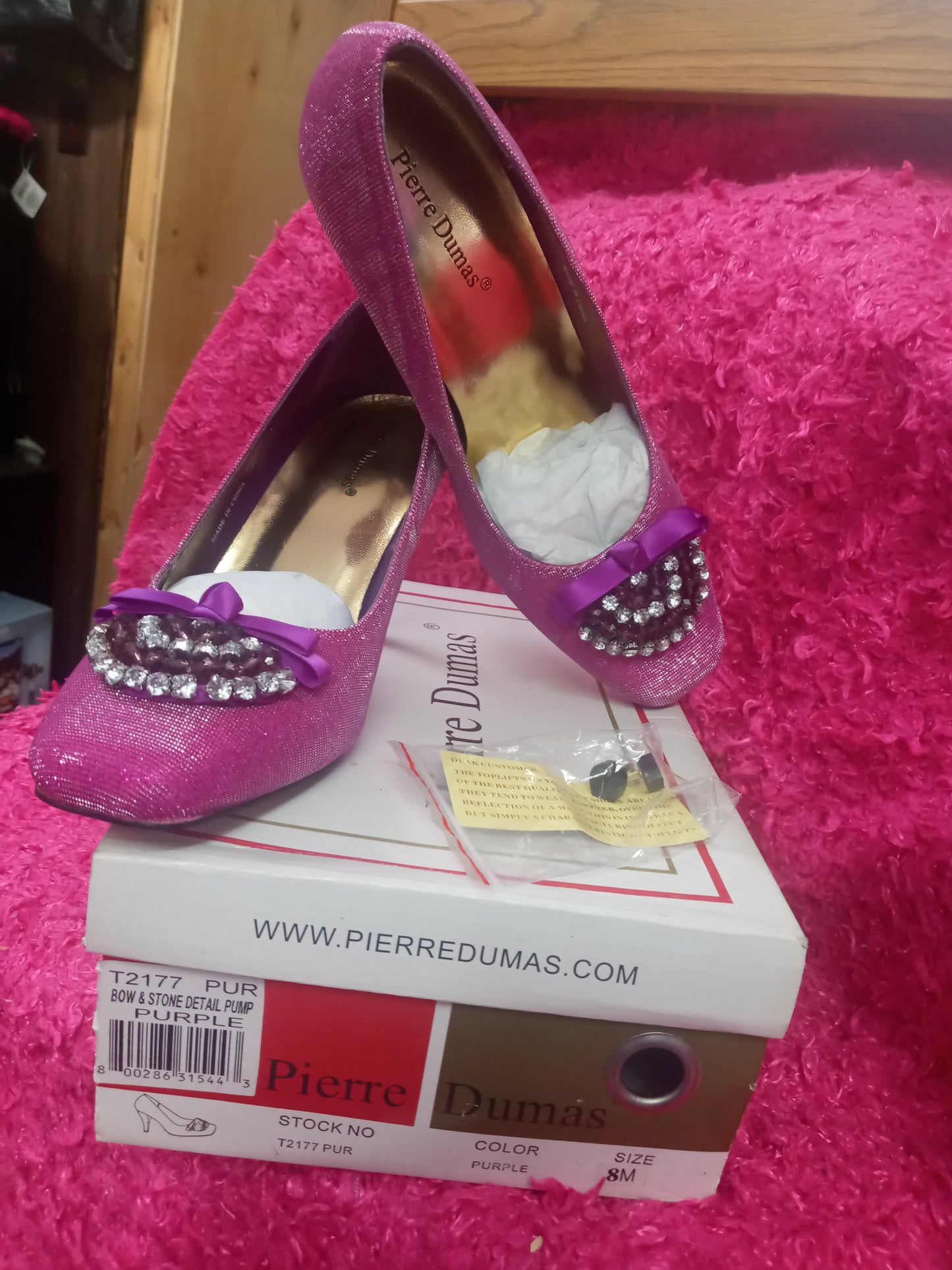 Womans Bow & Stone Detail Pump Dress Shoe Size 8M Color Purple
