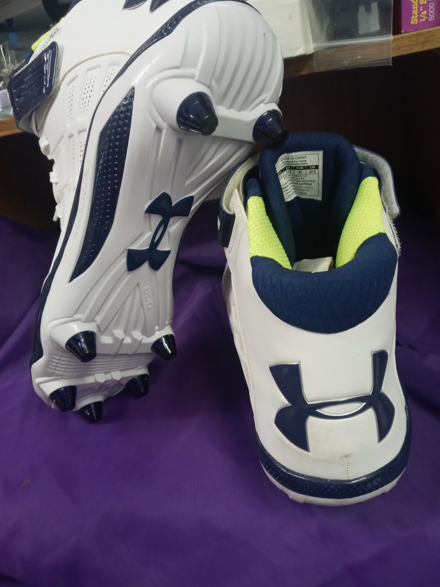 Football Cleats Under Armour Size 12.5 Color White/Blue "New Arrival" It's Football Season