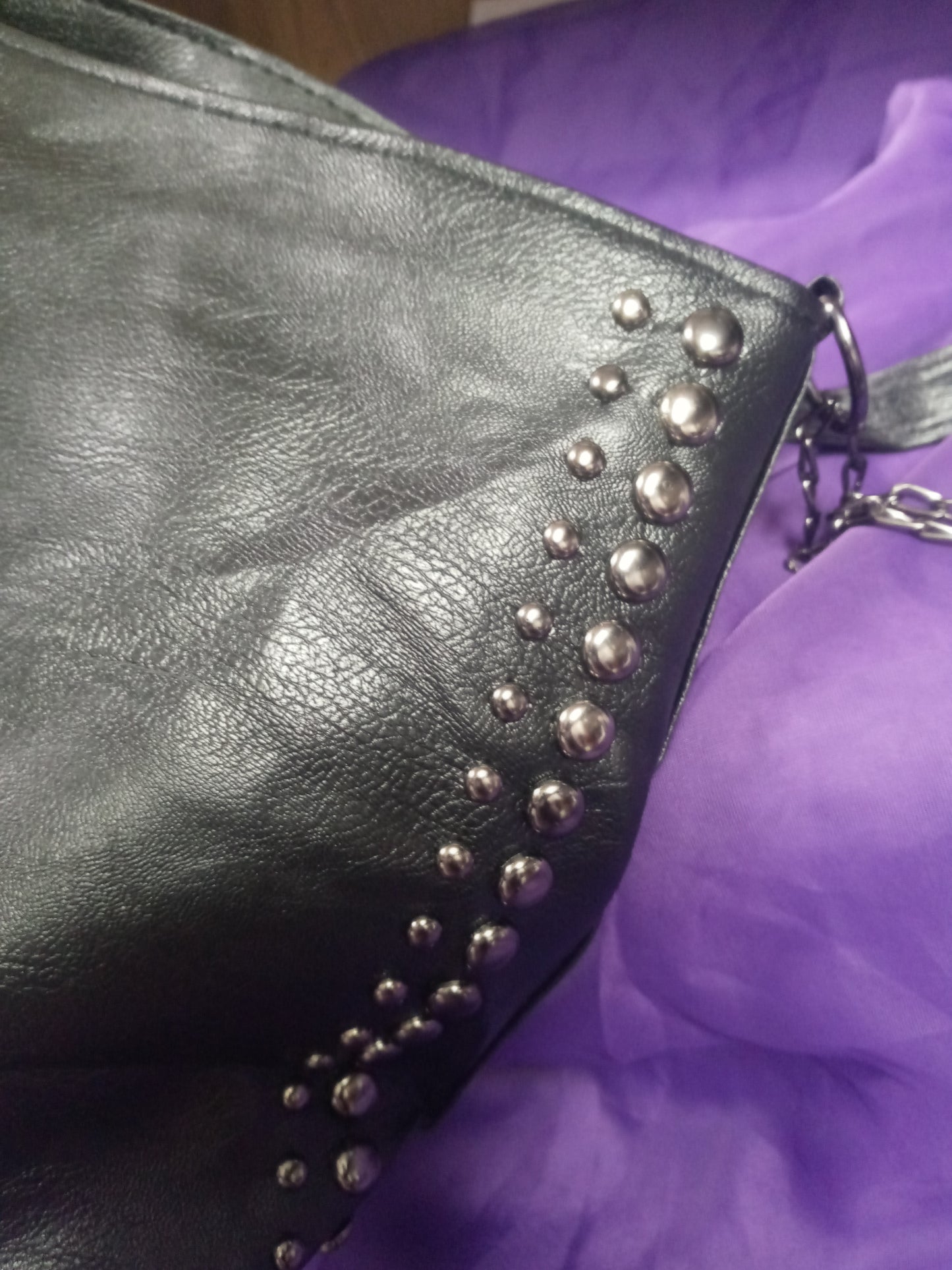 Woman Leather Studed Black Cross Body Bag "New Fall Arrival"