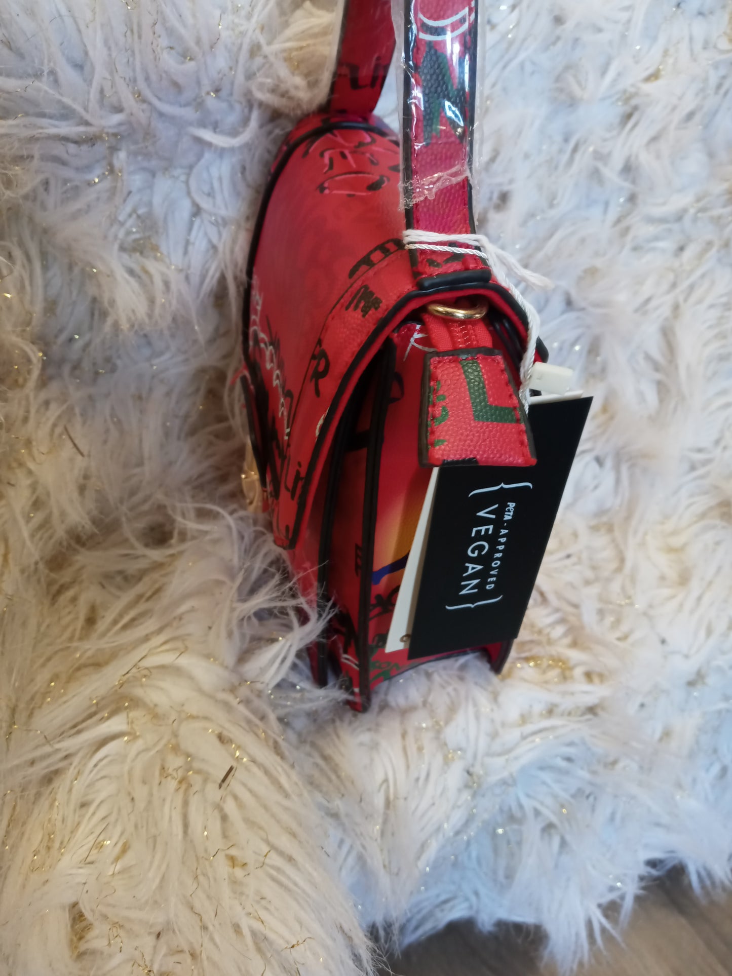 Woman Slides Size 9 Ingaro Sport/Graffiti Crossbody Vegan Bag, "Bundle Deal"