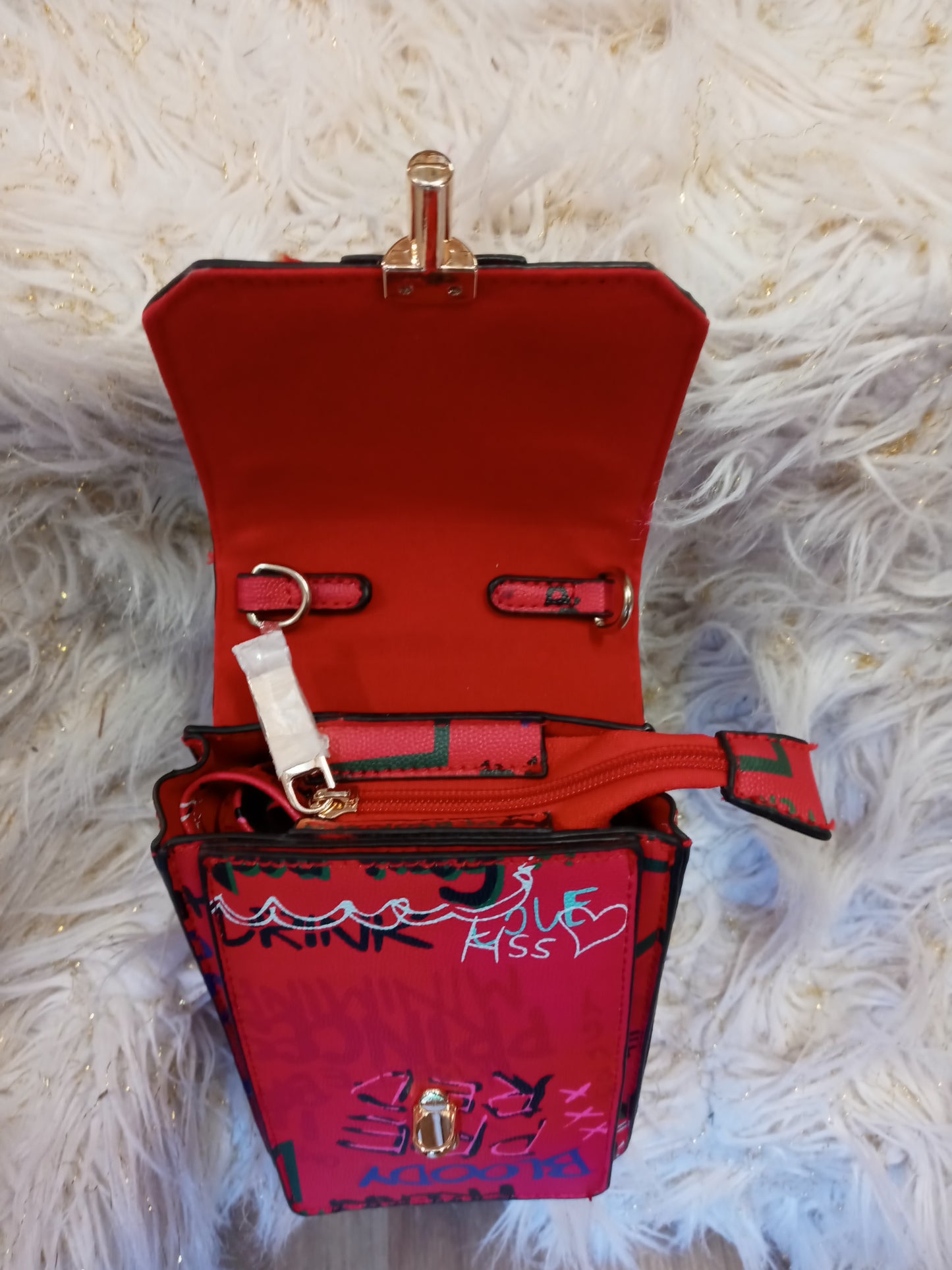 Woman Slides Size 9 Ingaro Sport/Graffiti Crossbody Vegan Bag, "Bundle Deal"