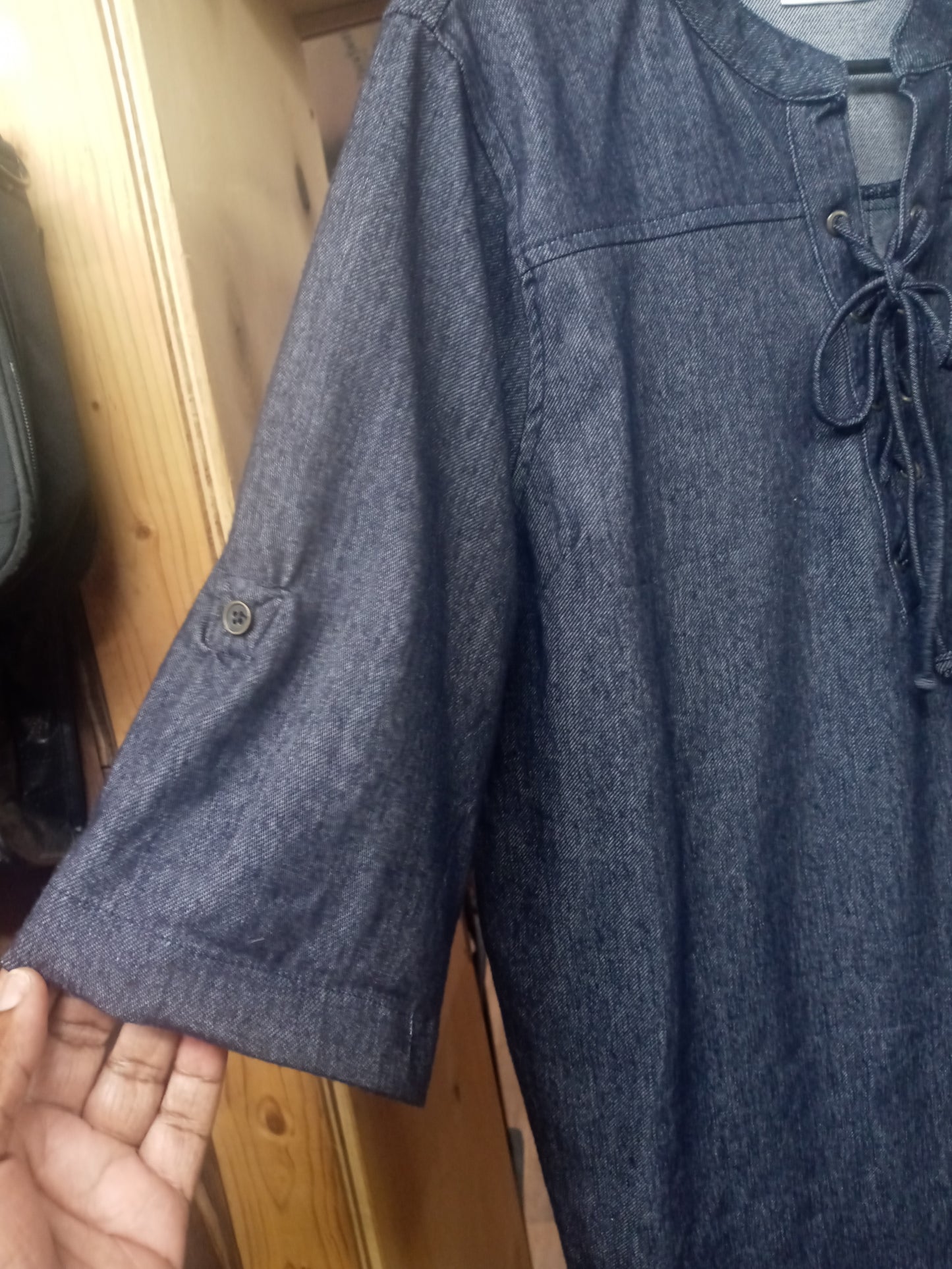 Ladies Soft Jean Dress Size XL Half Sleeve By:Bobbie &Brooks Lace Up Closure"New Fall Arrival"