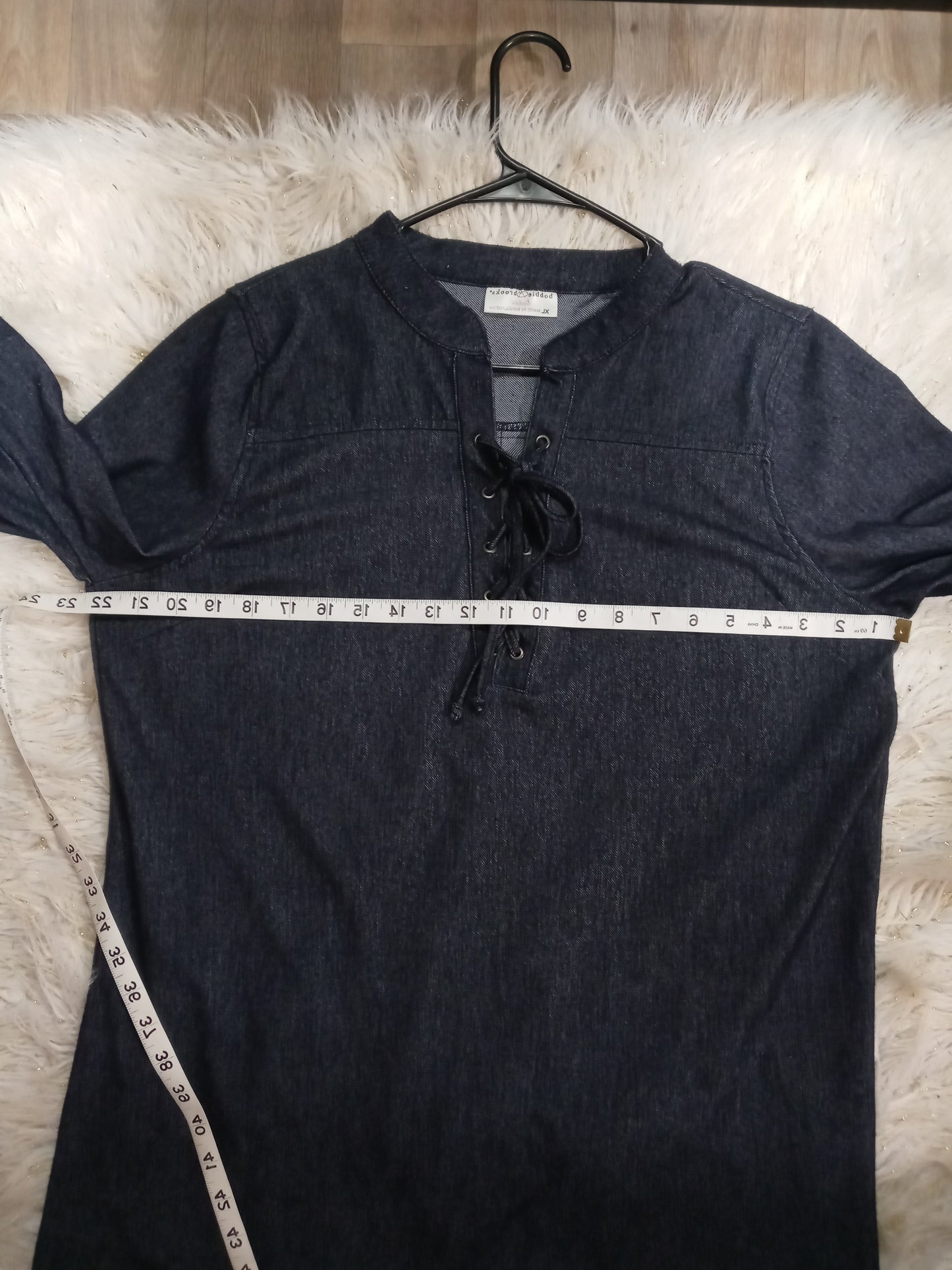 Ladies Soft Jean Dress Size XL Half Sleeve By:Bobbie &Brooks Lace Up Closure"New Fall Arrival"