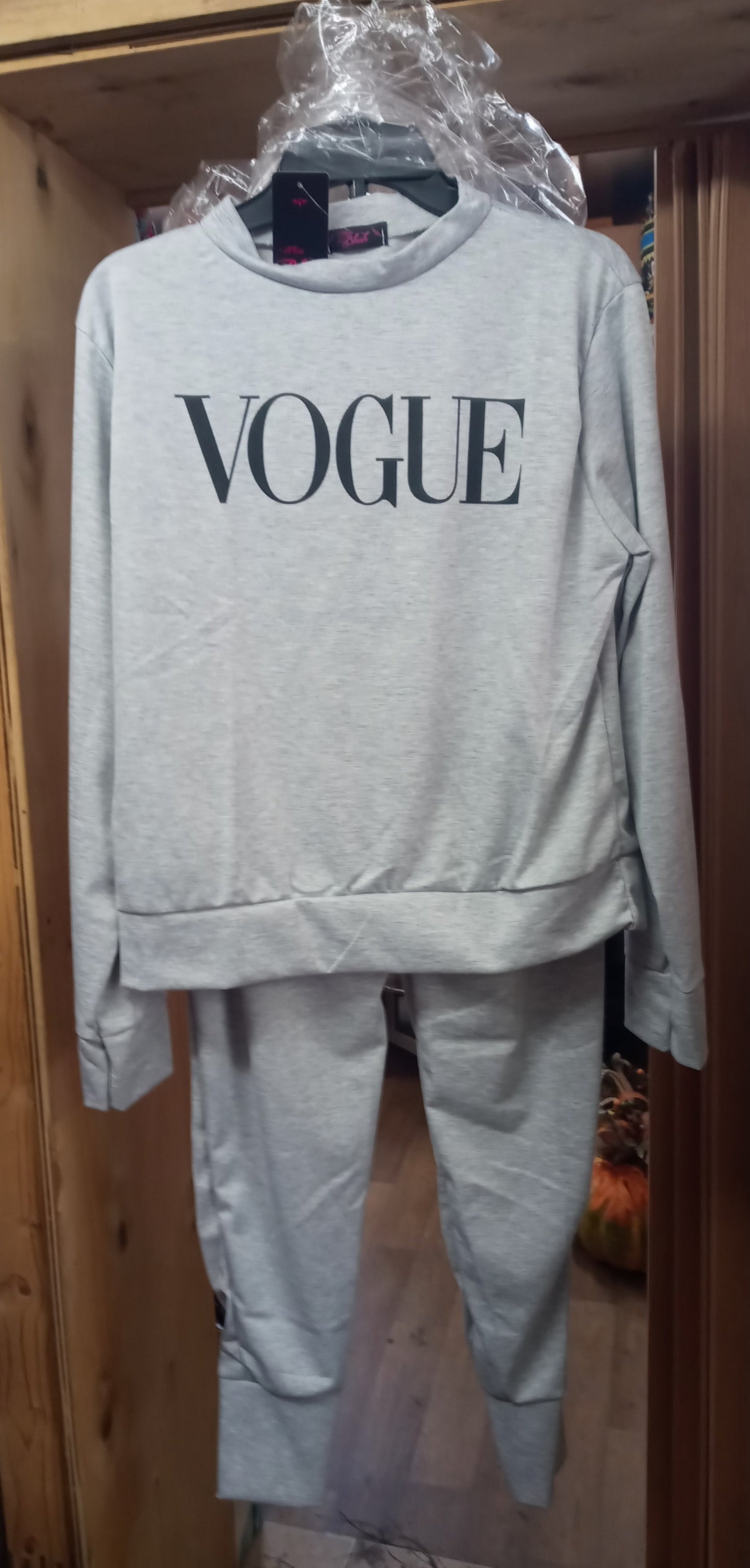 Woman 2 Piece Jogger Set By: Miss Blush Size 14 Color Gray/Blk Logo "Vogue" (SOLD OUT)