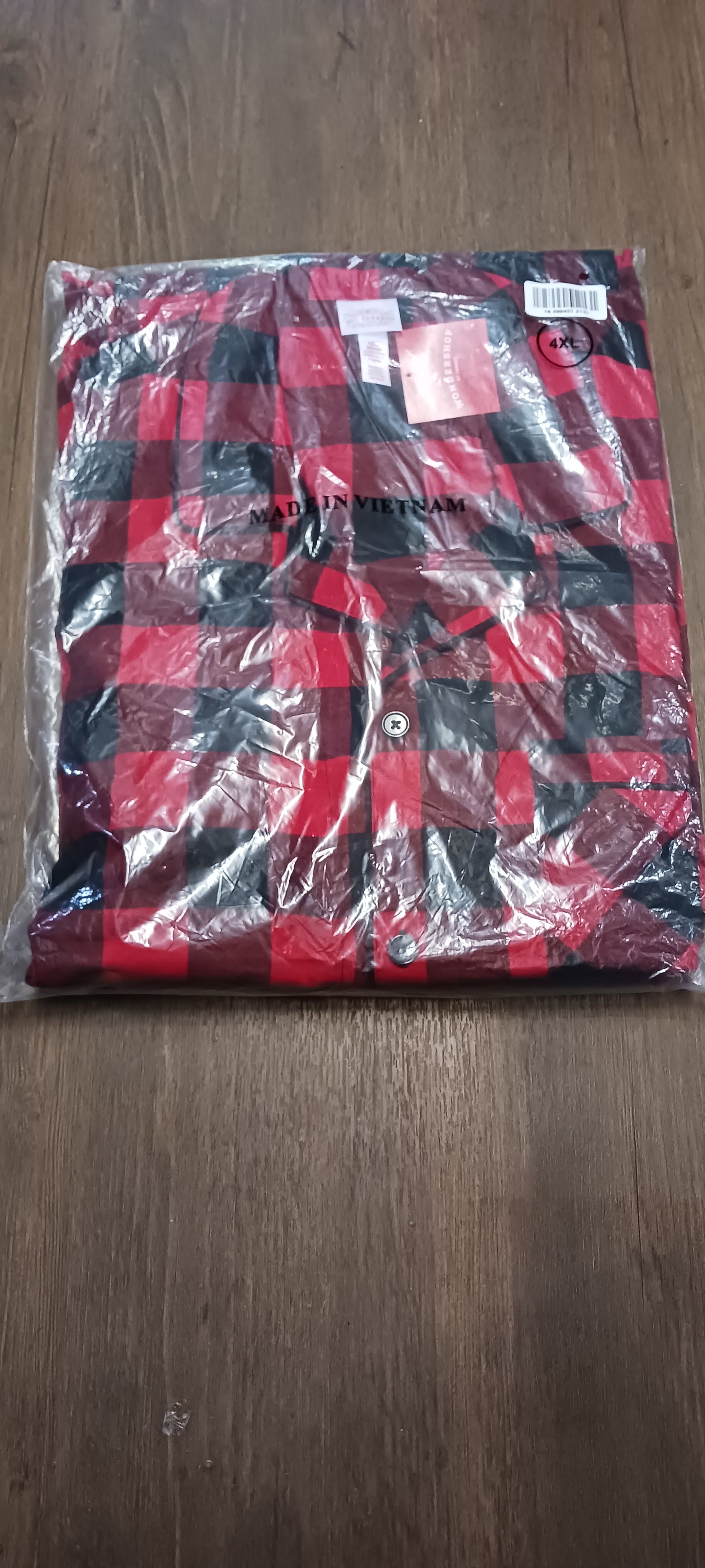 Men Pajama Set Color Red/Blk. Color Block Plaid Size 4XL Big Men "New Arrival"