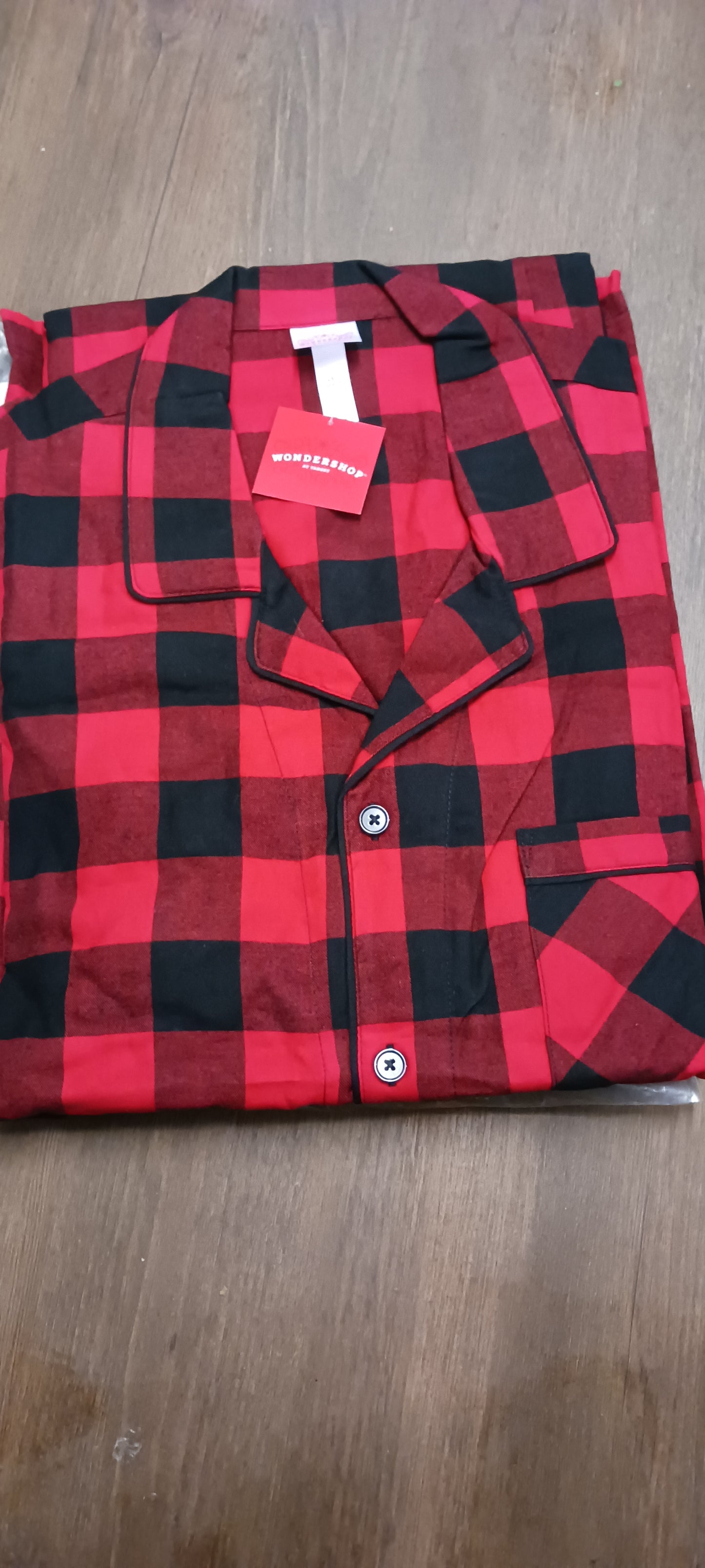 Men Pajama Set Color Red/Blk. Color Block Plaid Size 4XL Big Men "New Arrival"